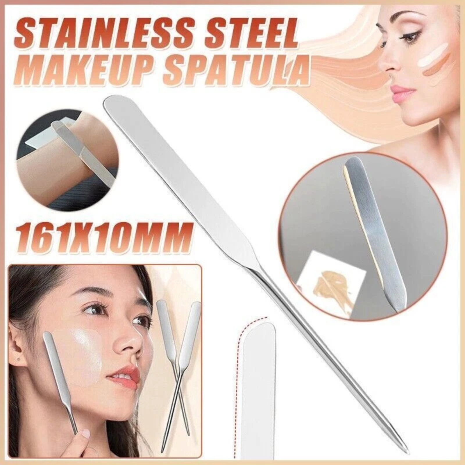 Stainless Steel Makeup Spatula for Toner Mixing & Skincare Application