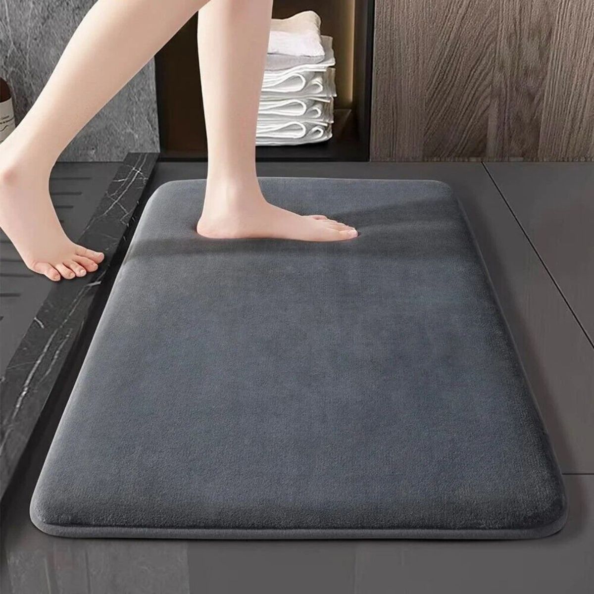 Bathroom Bath Mat Grey Shower Mat Rug Anti Slip Loofah 40x60cm Carpet Rug