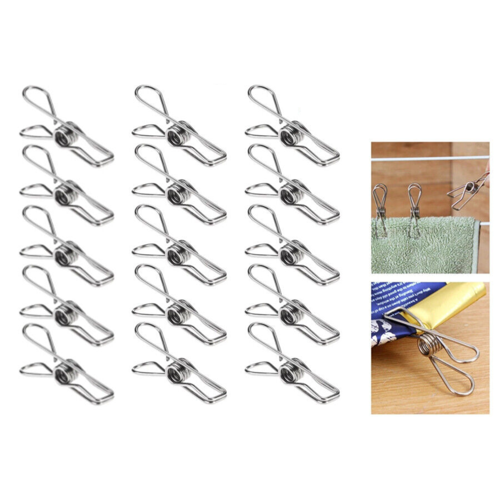 Hanging Clips Pins Laundry Windproof Clamp Stainless Steel Clothes