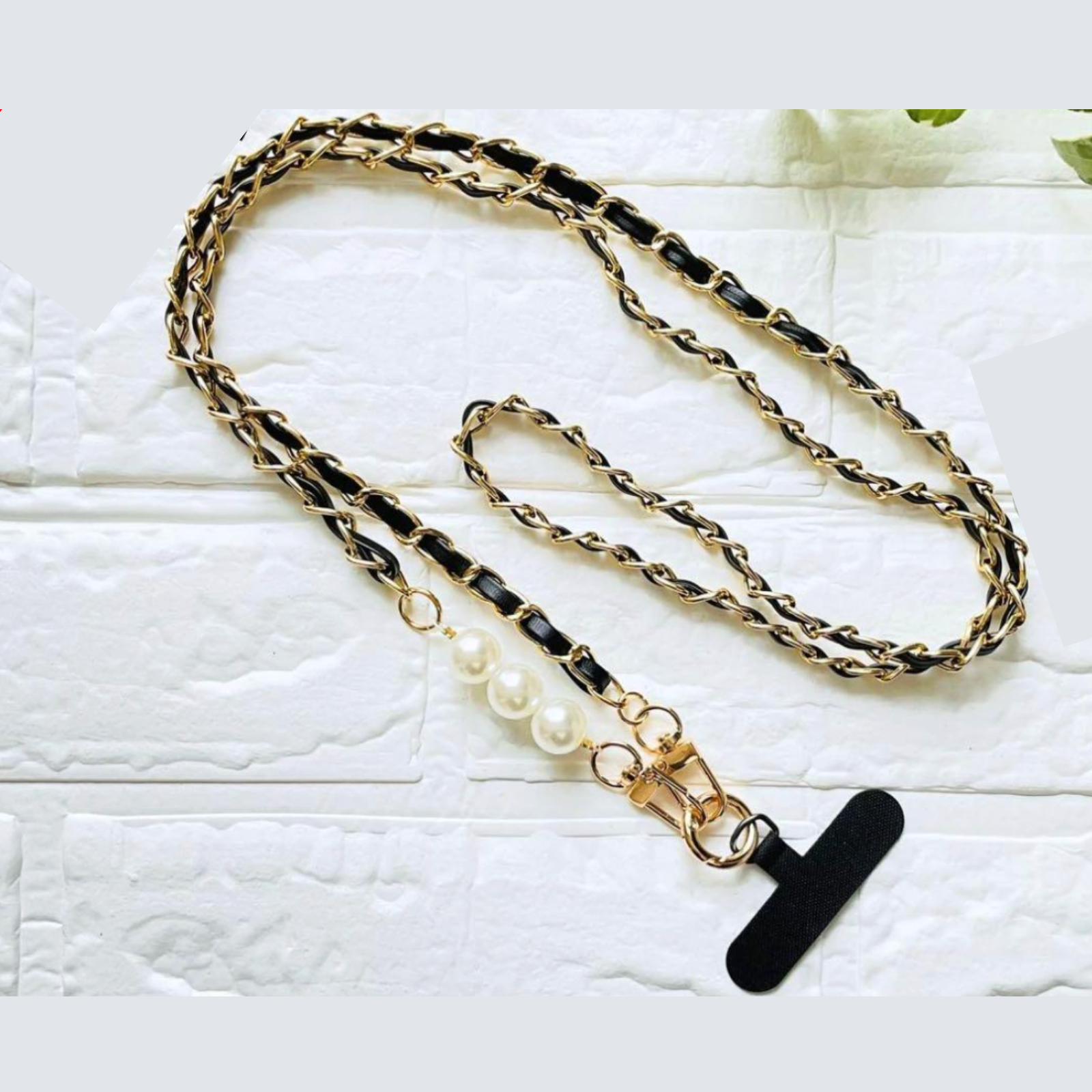 Black Pearl Chain Phone Lanyard Universal Mobile Pickup Strap