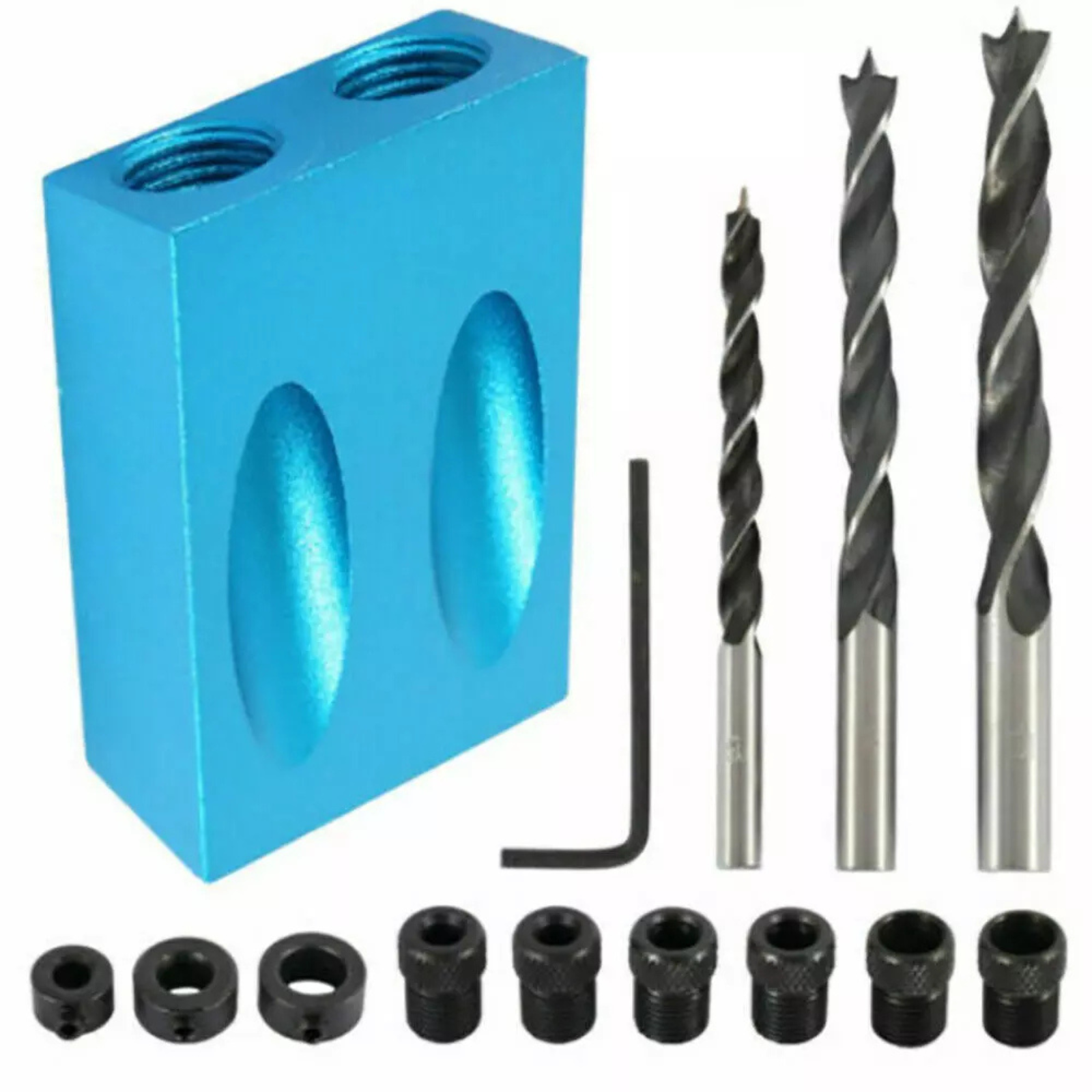 Angle Hole Locator Drill Set Wood Tool kit 57PCS 15° Pocket Hole Screw Jig Dowel
