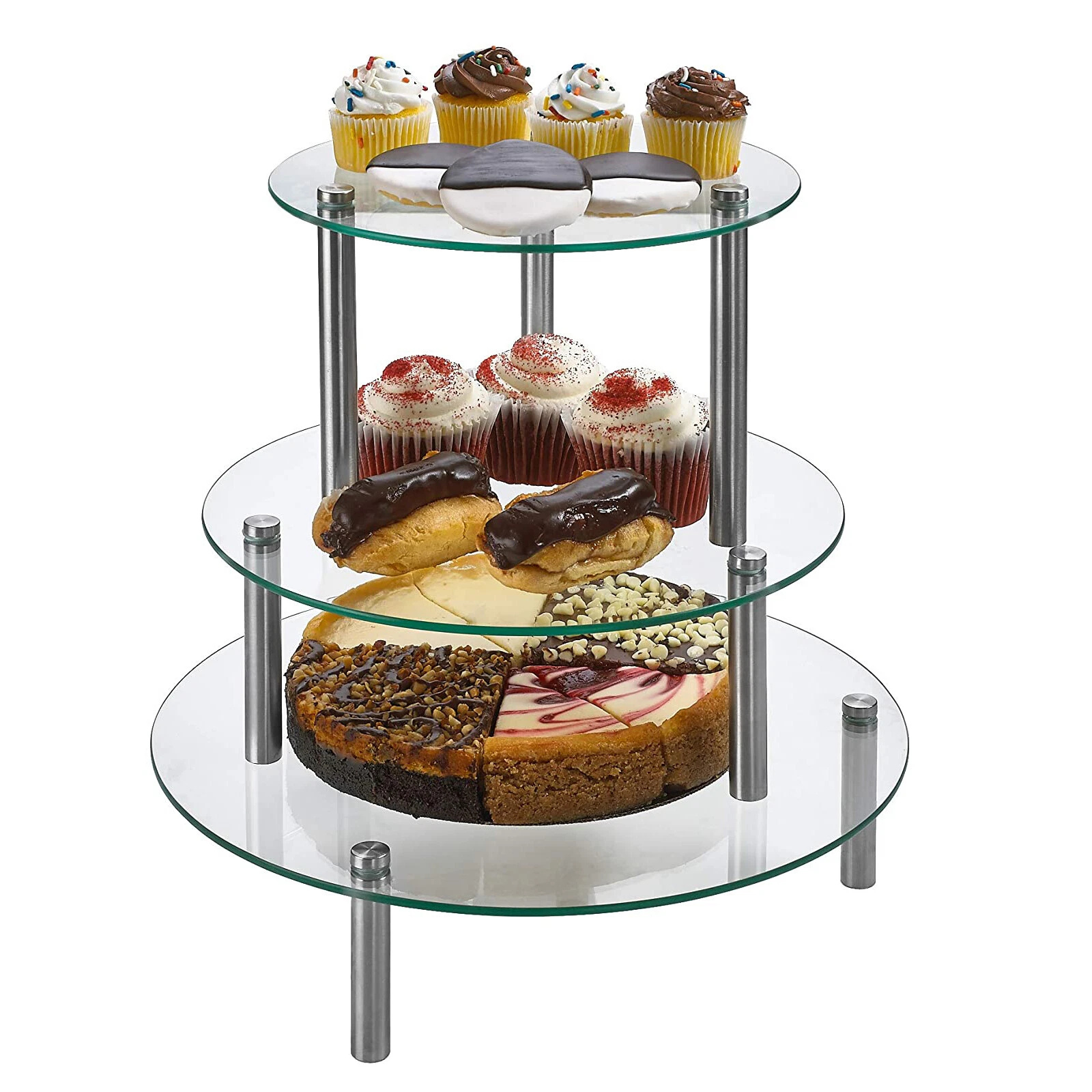 3Tier Round Cupcake Cake Stand Acrylic Clear Stylish Dessert Display