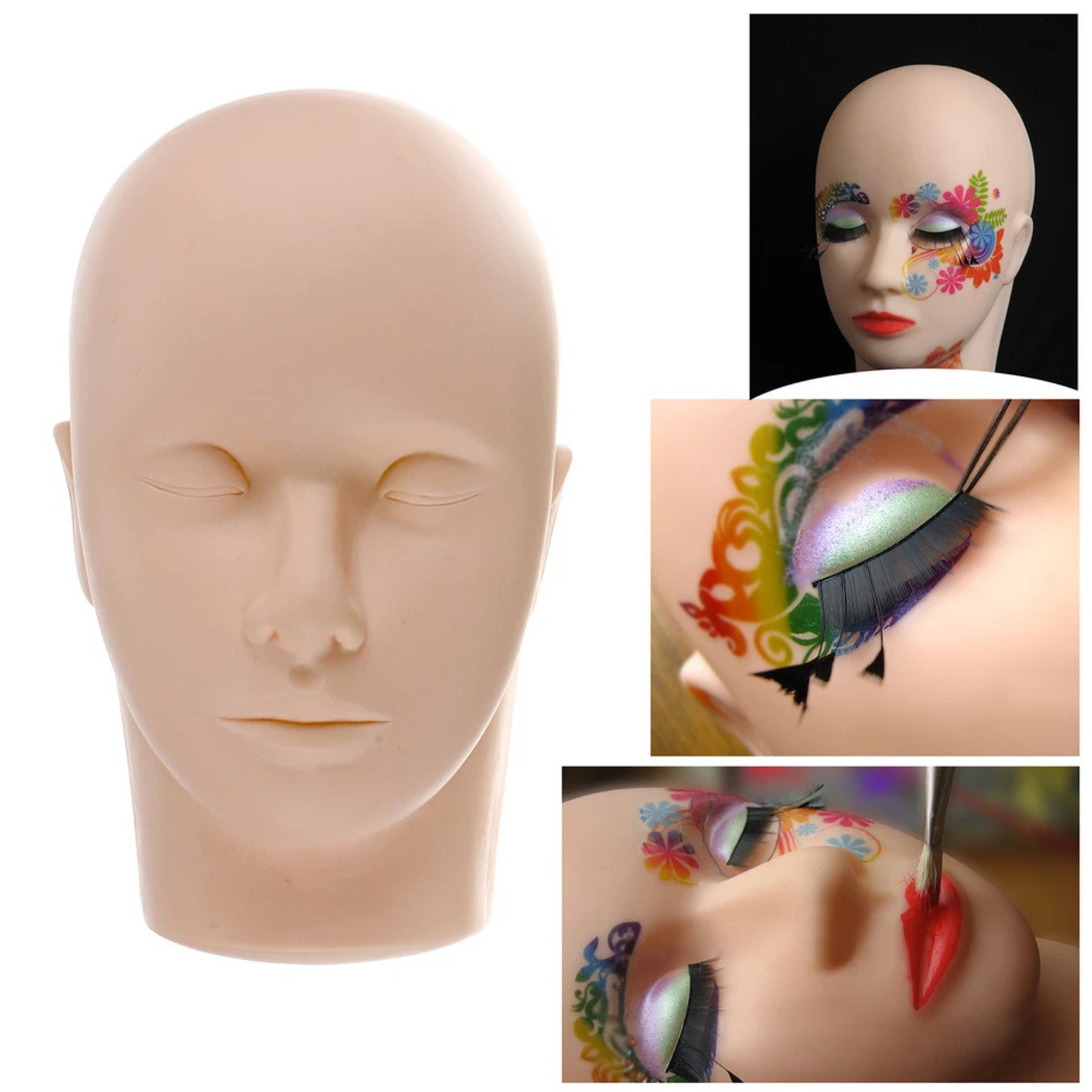 Practice Flat Mannequin Training Head Eyelash Extension Makeup