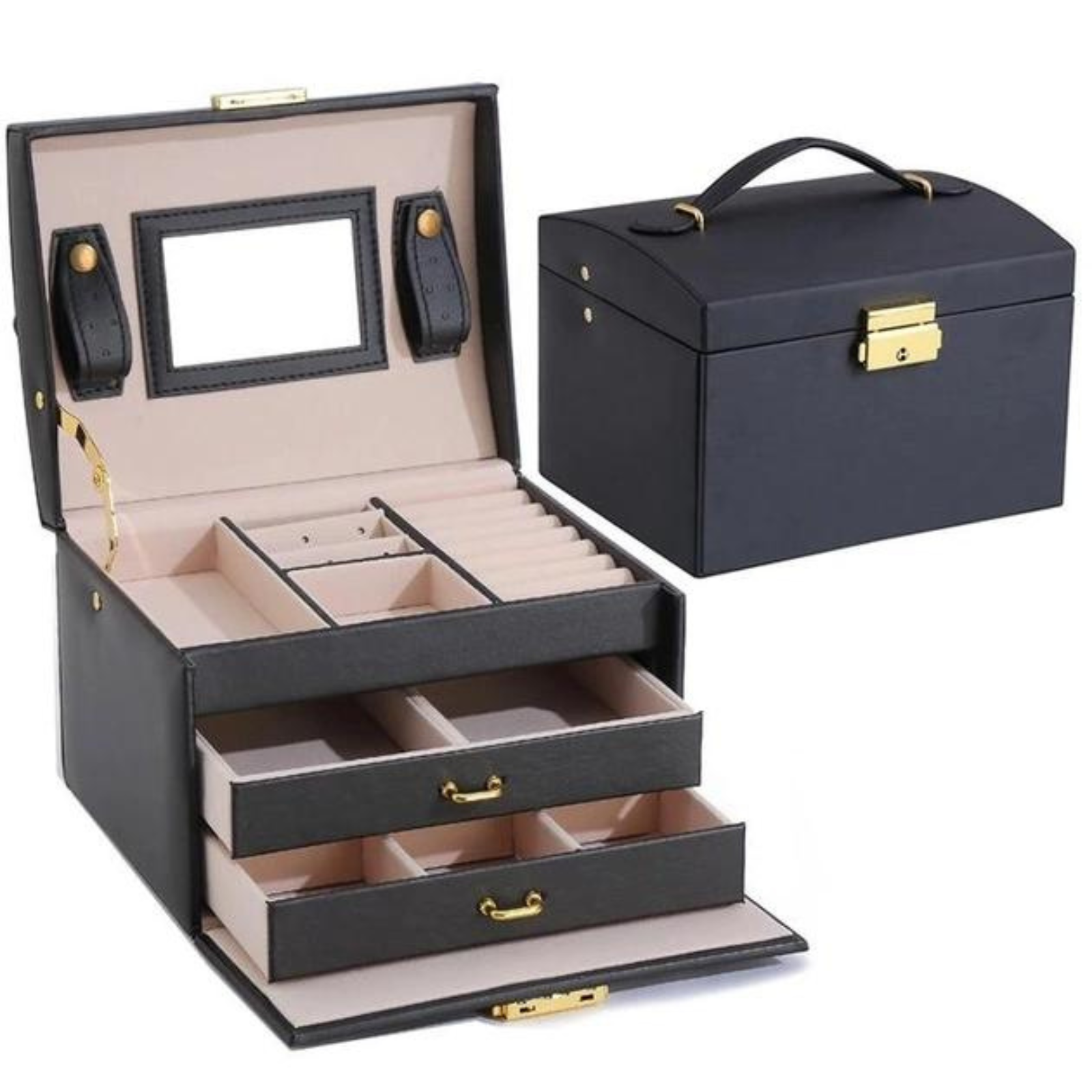 Black Watch Case Holder Jewellery Storage Box Ring Earring Display Organizer