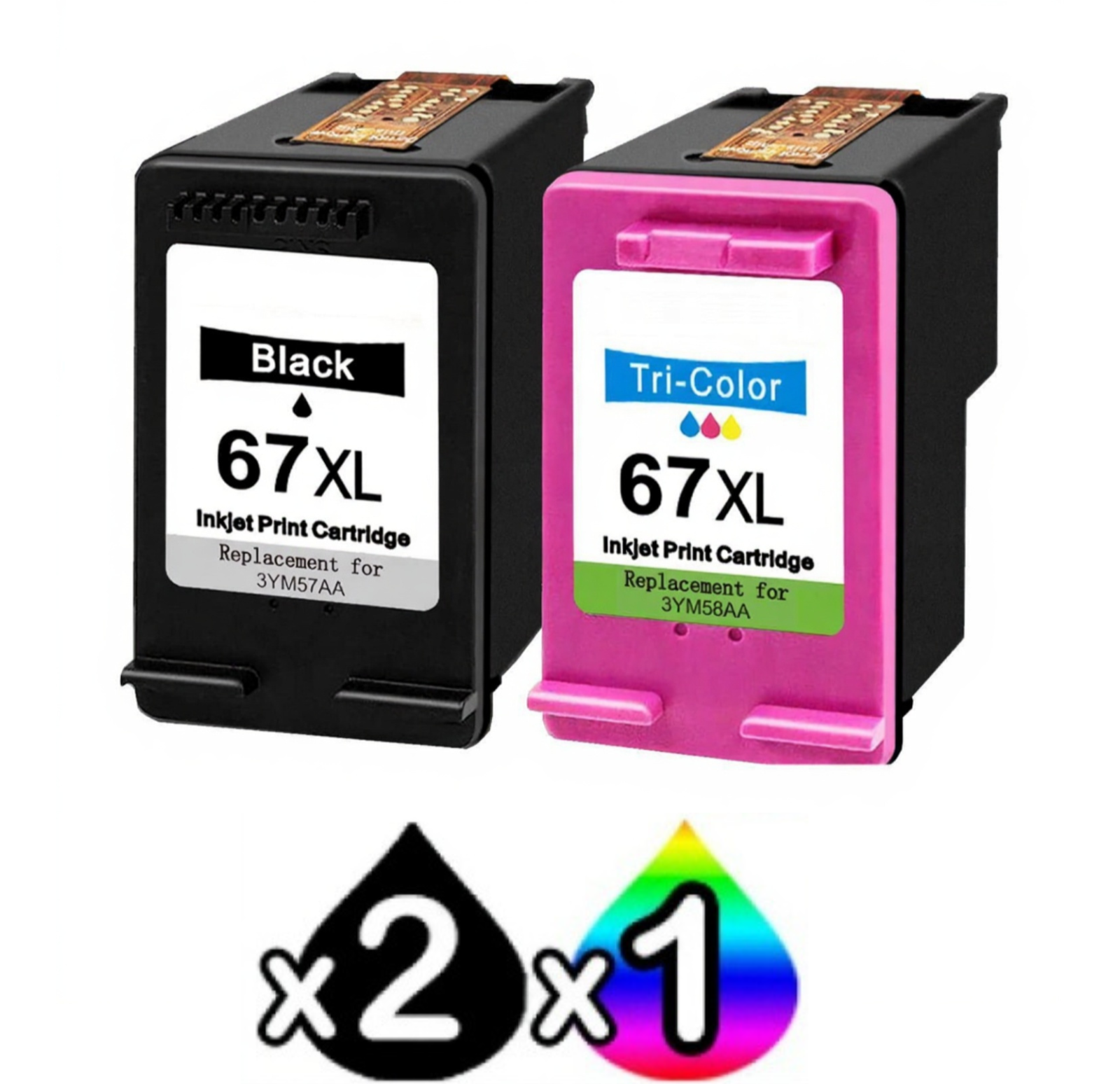 HP 67XL Compatible High Yield Ink Cartridge Combo Value 3 Pack