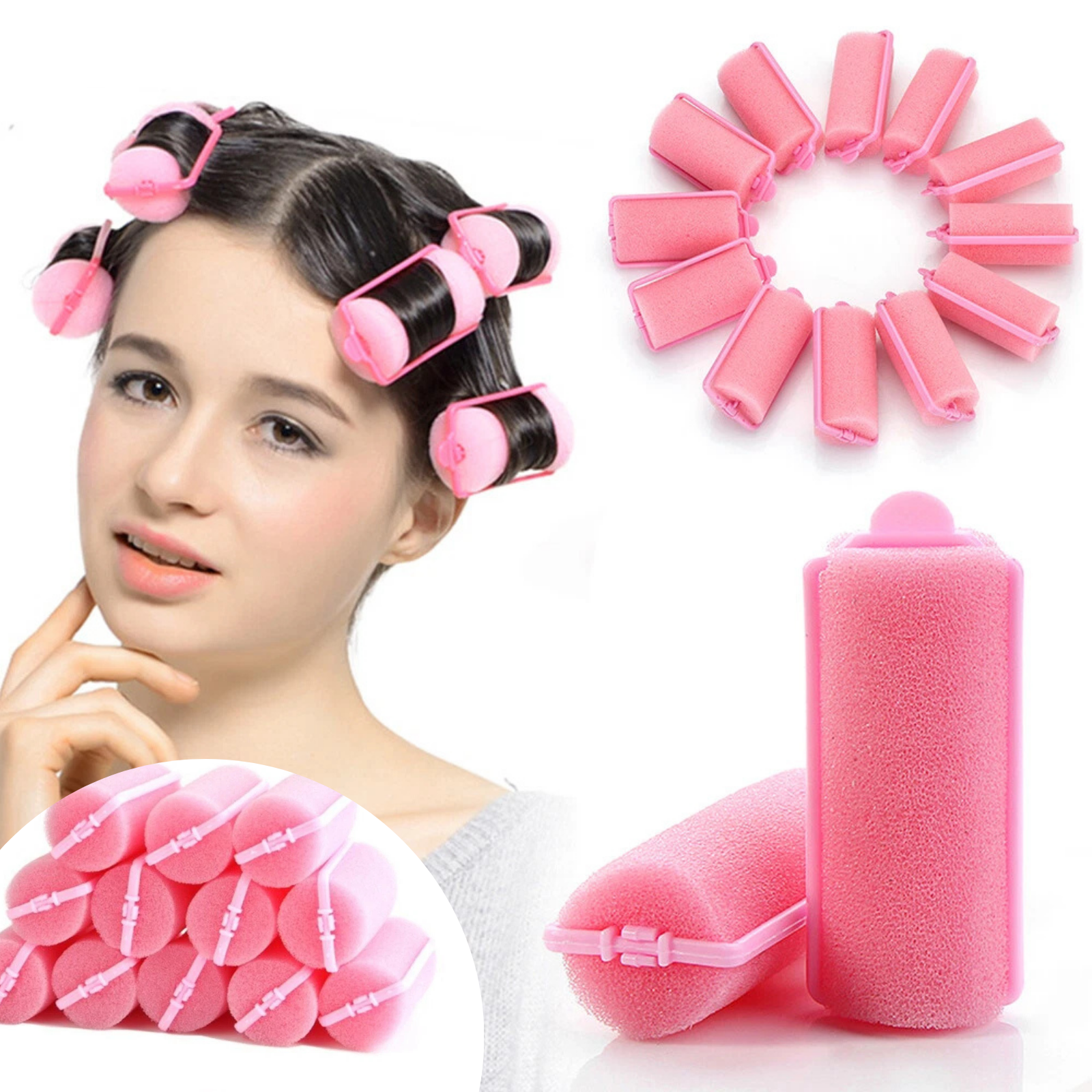 No Heat Sponge Styling Rollers Curlers Set 12x Soft Comfortable Long-Lasting