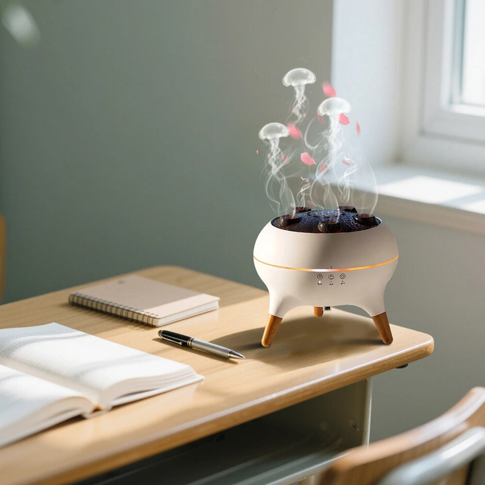 3D Dynamic Jellyfish Essential Oil Diffuser Night Light Aromatherapy Device