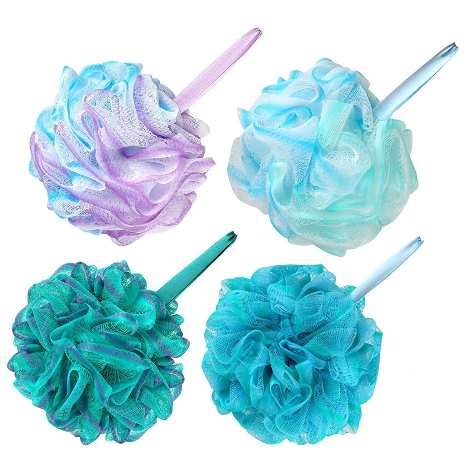 Loofah Sponge Bath Puff 4pcs Mermaid Shower Sponge Wash Exfoliate Body Soft Ball