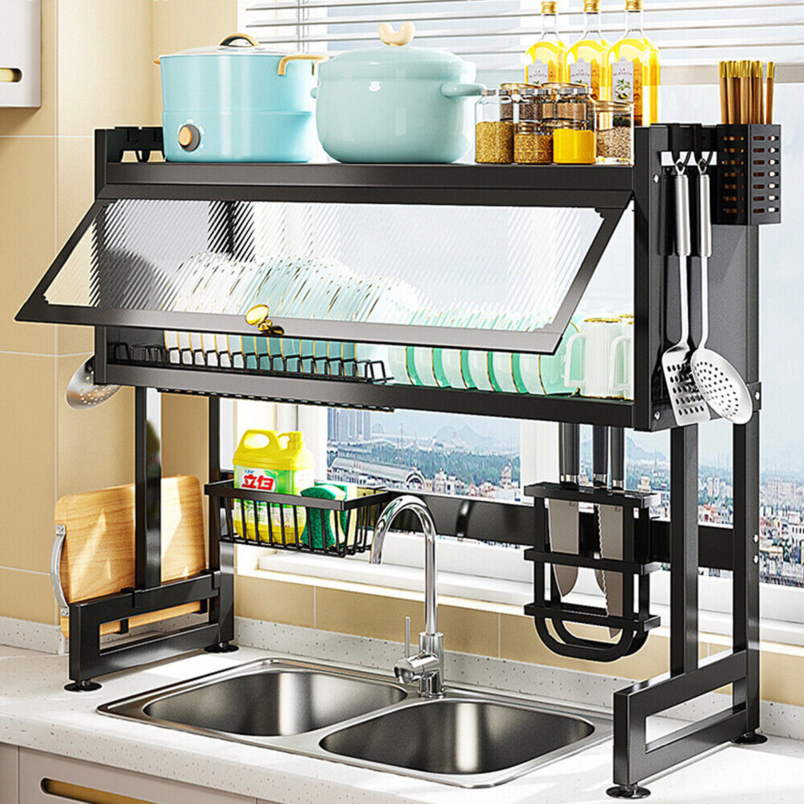 Over Sink Organizer Kitchen Drainer Storage Dish Drying Rack Holder Drain Caddy