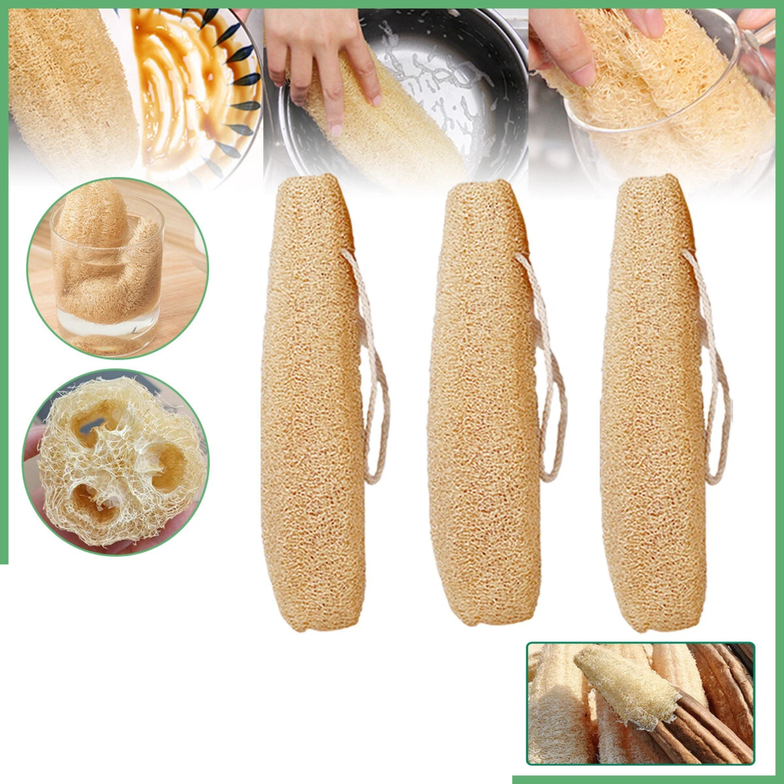 Loofah Sponge Shower Brush Body Scrubber Natural Exfoliating Bath Cleaner