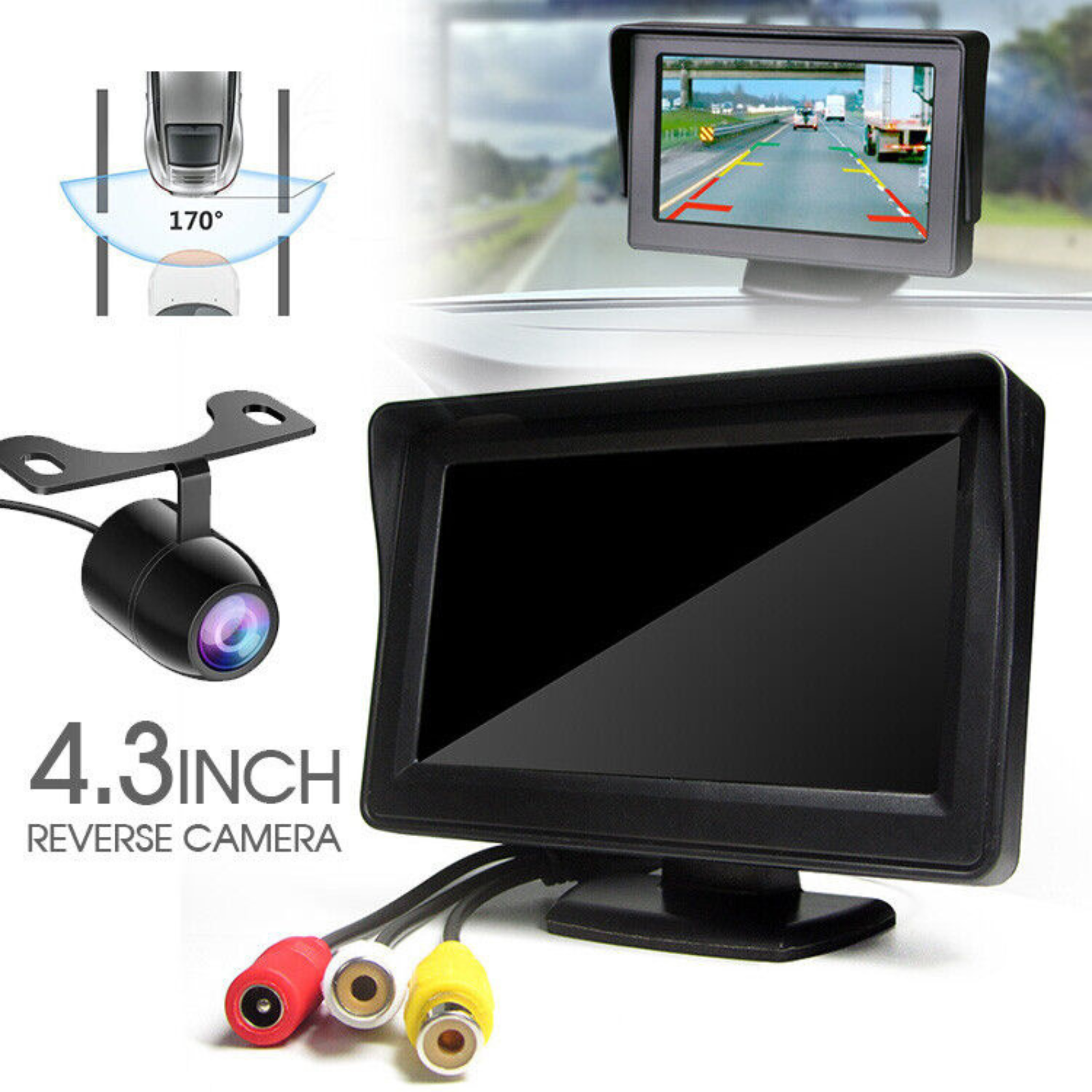 Night Vision Rear View Parking Cam Waterproof HD Car Reverse Camera Kit Monitor