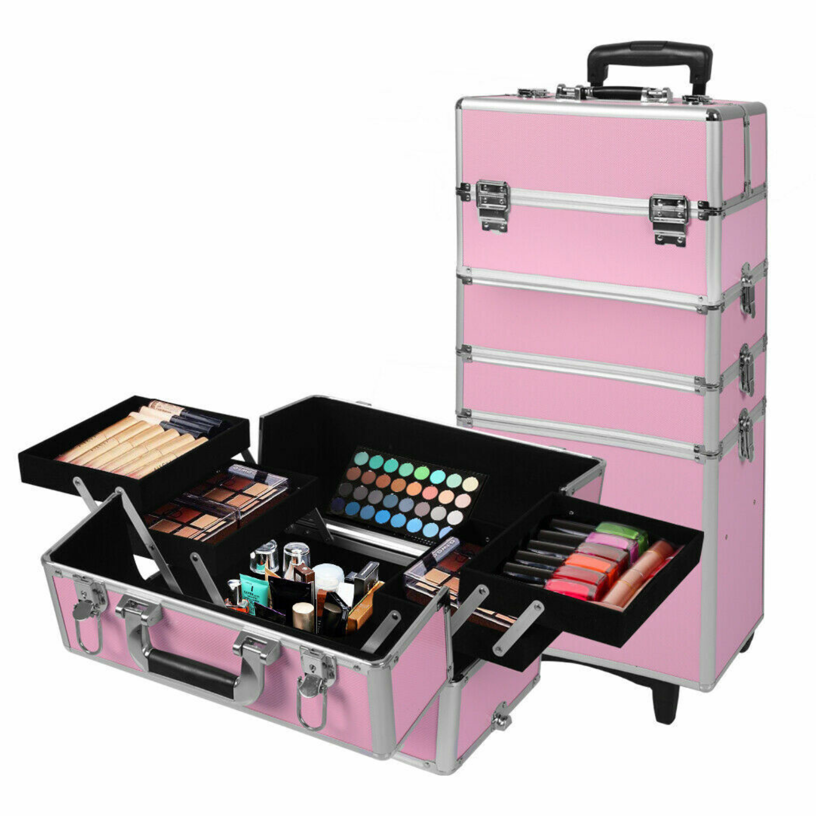 Cosmetic Makeup Trolley Box 7 In 1 Professional Beauty Organizer Travel Case