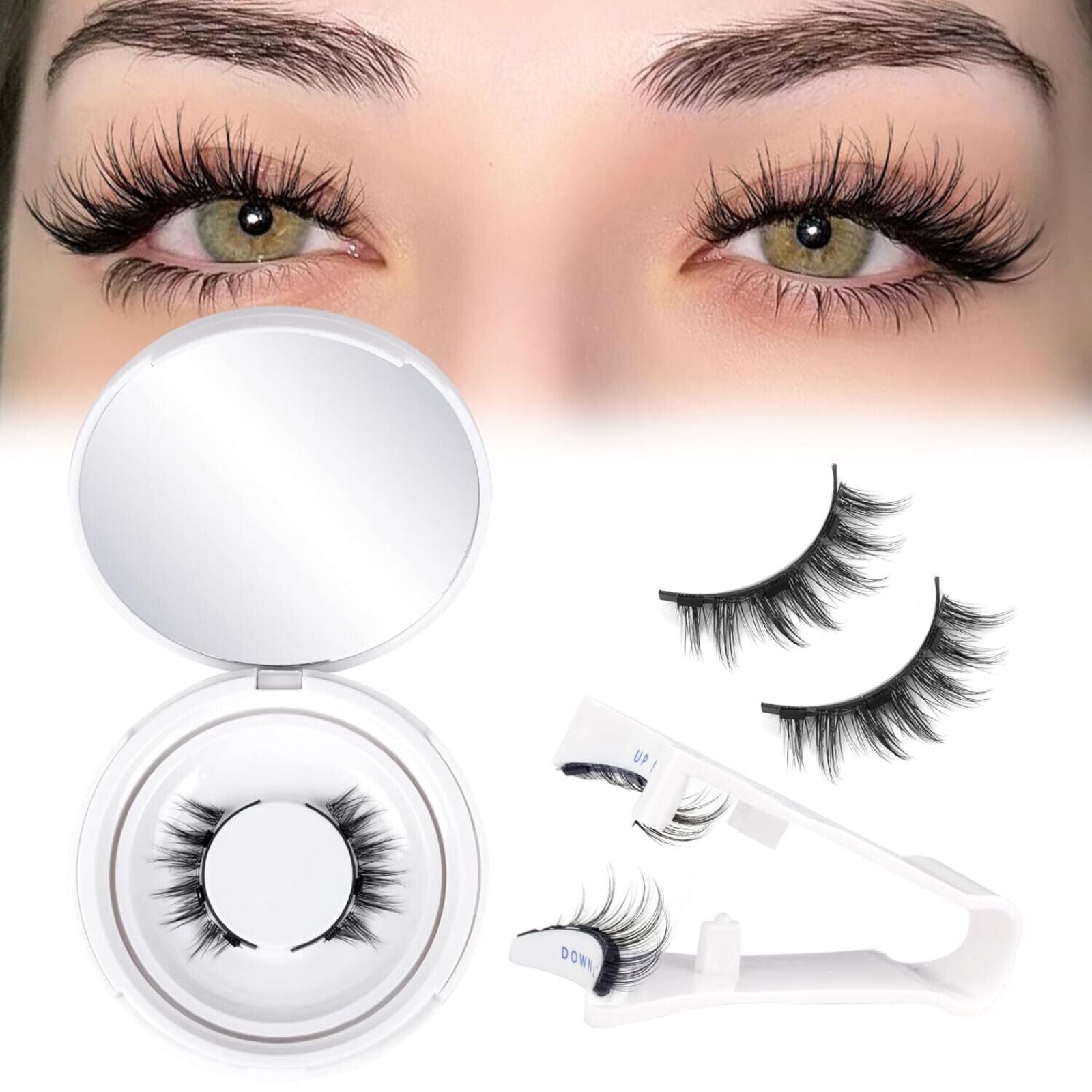 Natural Magnetic Eyelashes 8-12mm Reusable Lashes Kit Applicator No Glue Needed