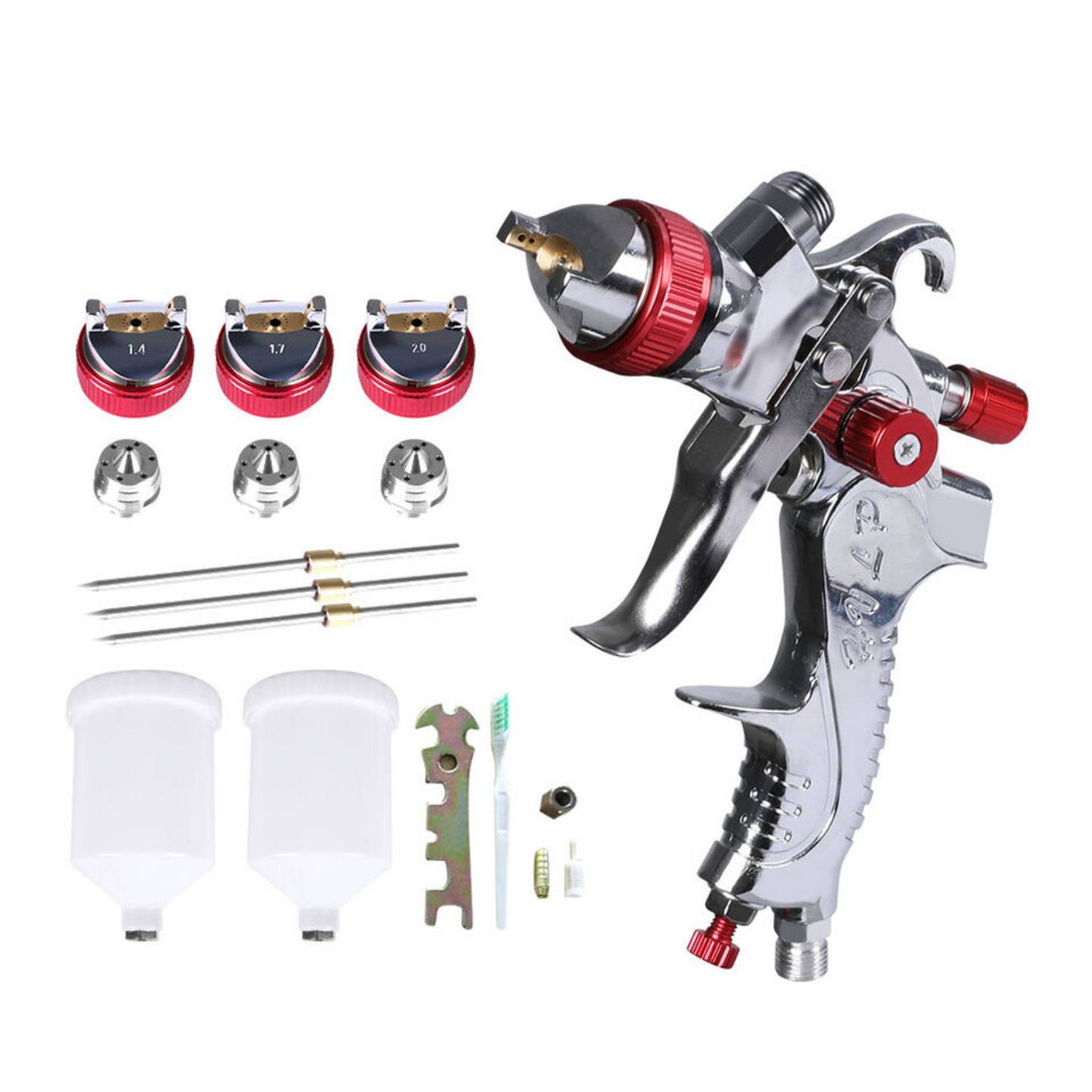Air Feed Gravity Spray Gun Traderight Paint Gun Kit HVLP 1.4mm 1.7mm 2mm 3Tips