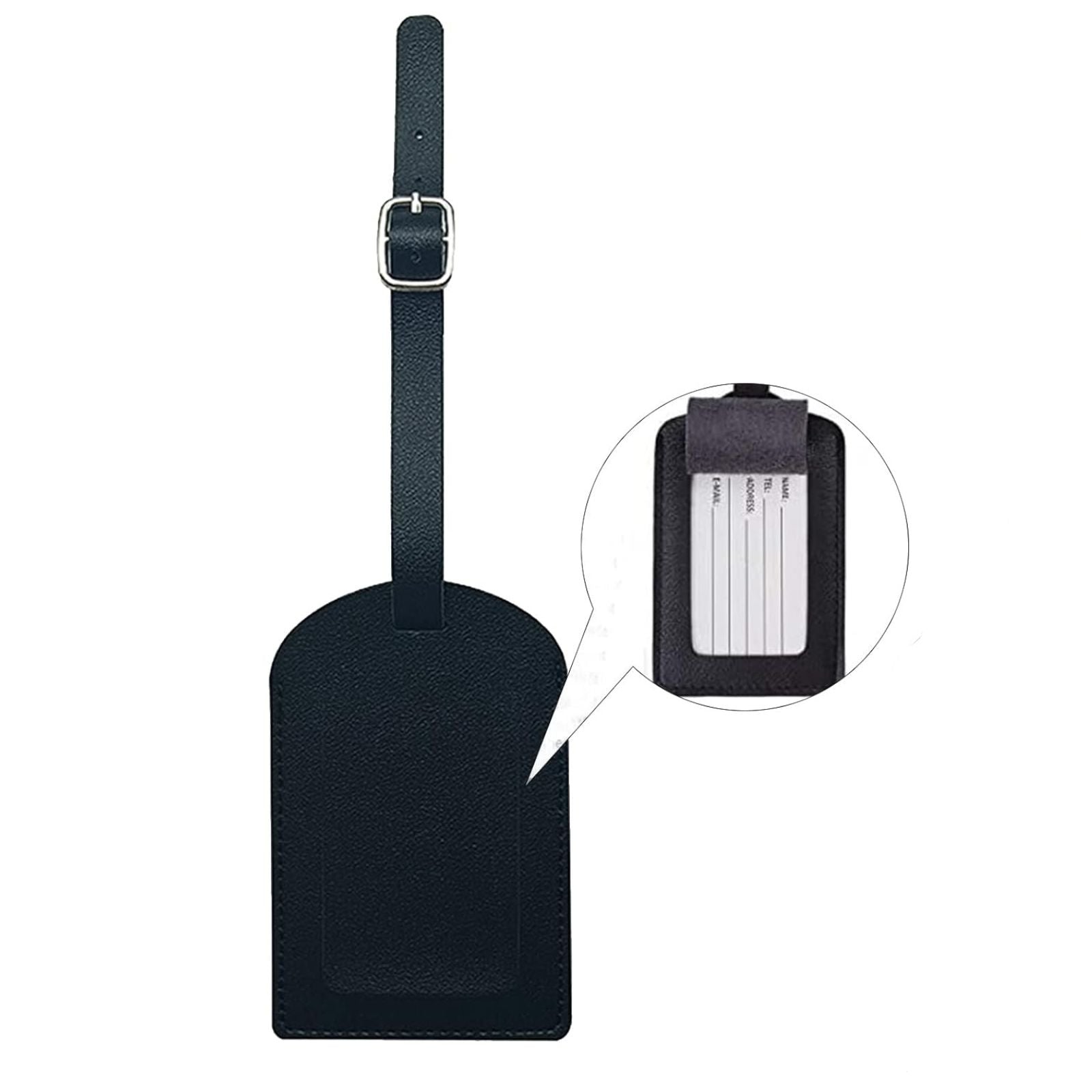 Travel Suitcase Address Tag Black Synthetic PU Leather Luggage School Bag Tags