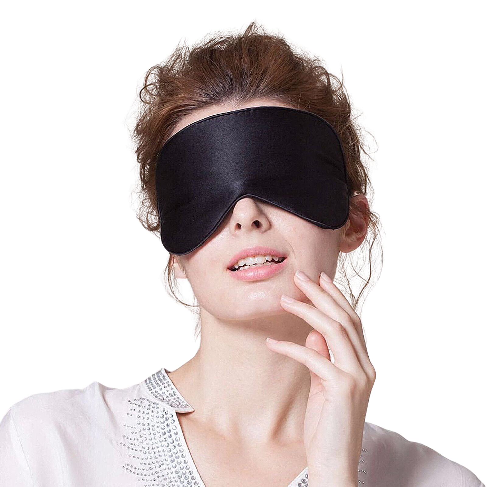 Soft Eye Mask Blindfold 100% Pure Silk Sleeping Lights Out Travel Relax