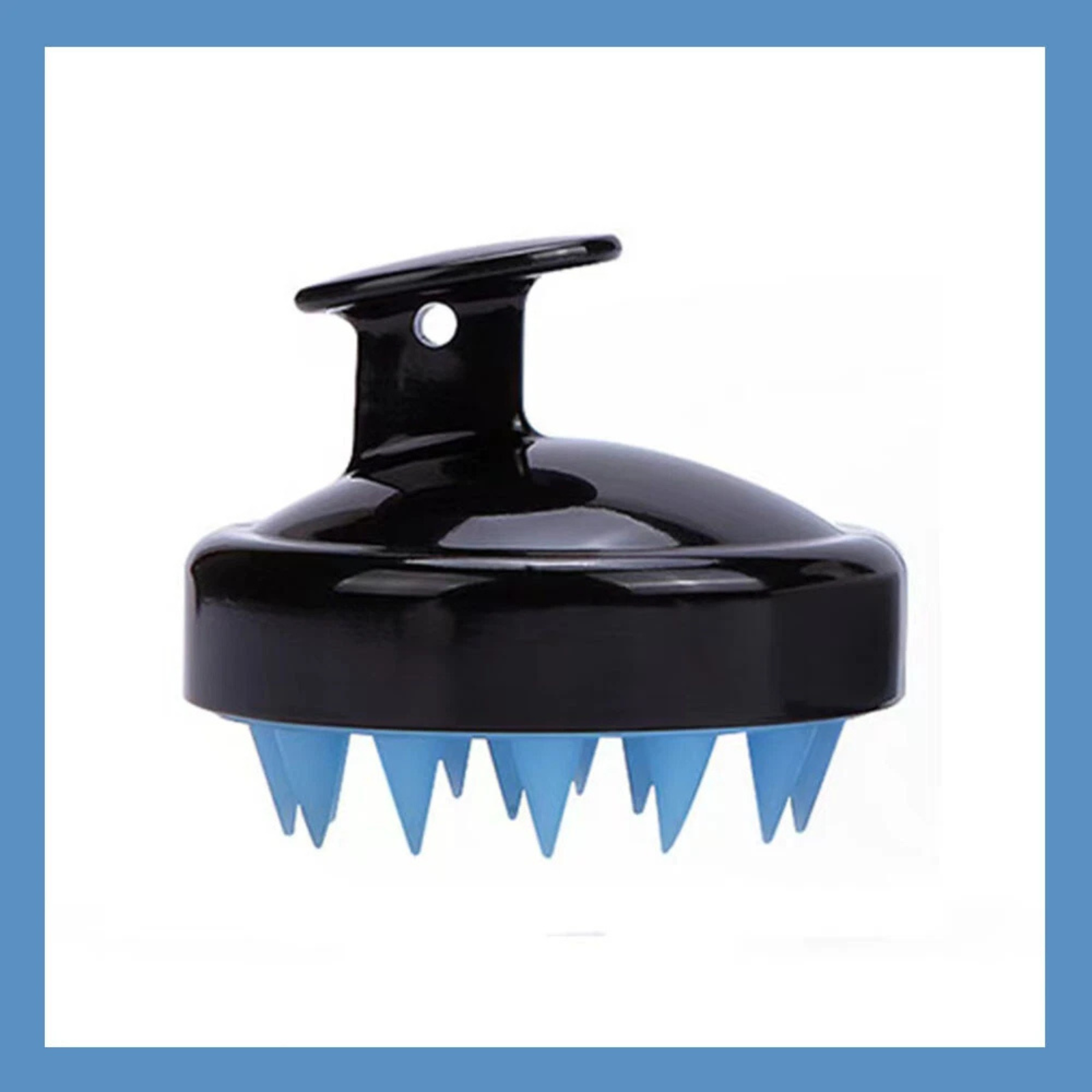 Silicone Scalp Massage Brush for Hair Washing Black Blue Comfort Grip