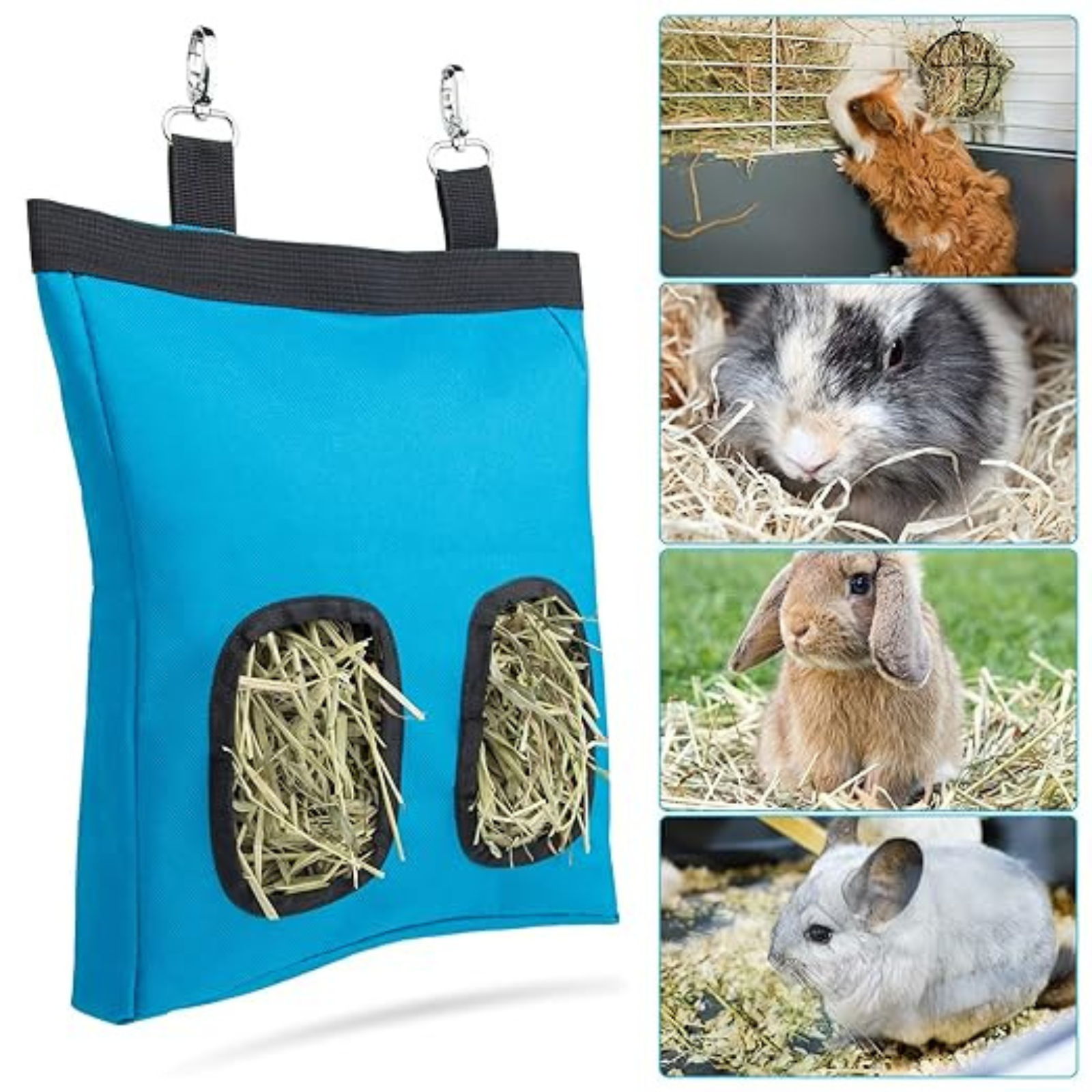 Pet Hanging Pouch Feeder Holder Rabbit Hay Bag Guinea Pig Eating Feeding Small
