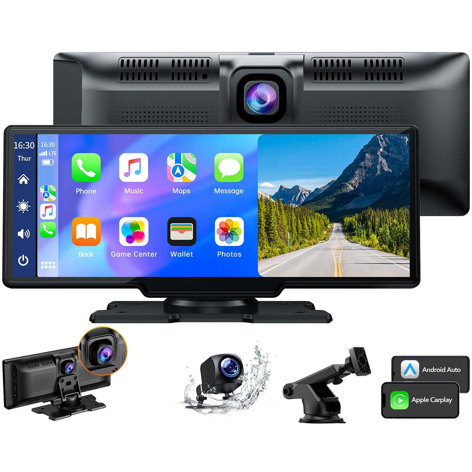 Apple Carplay&Android Auto GPS +Rear Camera 9.26" 2.5K Dash Cam Car Stereo