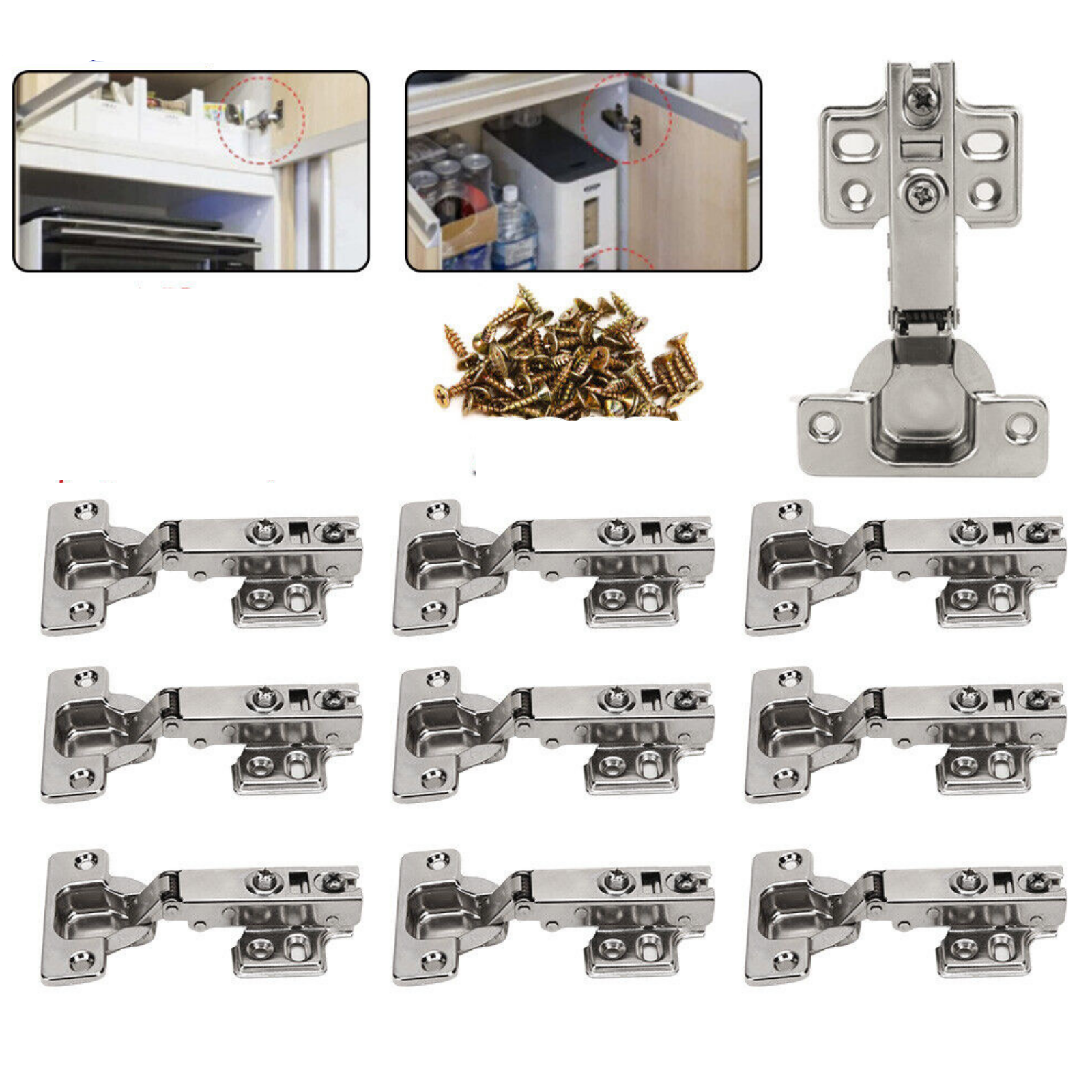 Soft Close Full Overlay 10X Door Hinge Cabinet Cupboard Hinges Wardrobe Kitchen