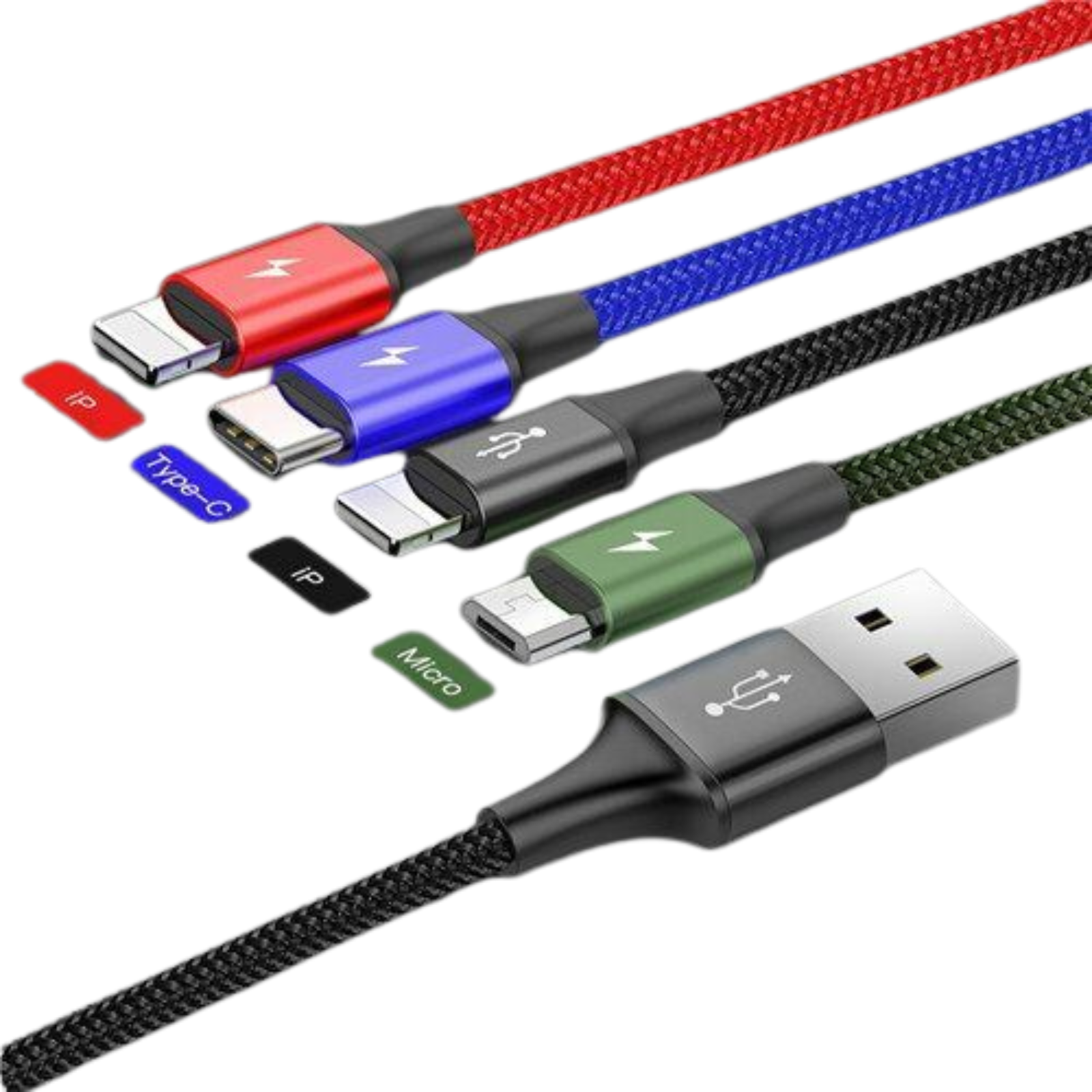 iPhone USB TYPE C Android Micro 4 in 1 Multi USB Charger Cable Cord