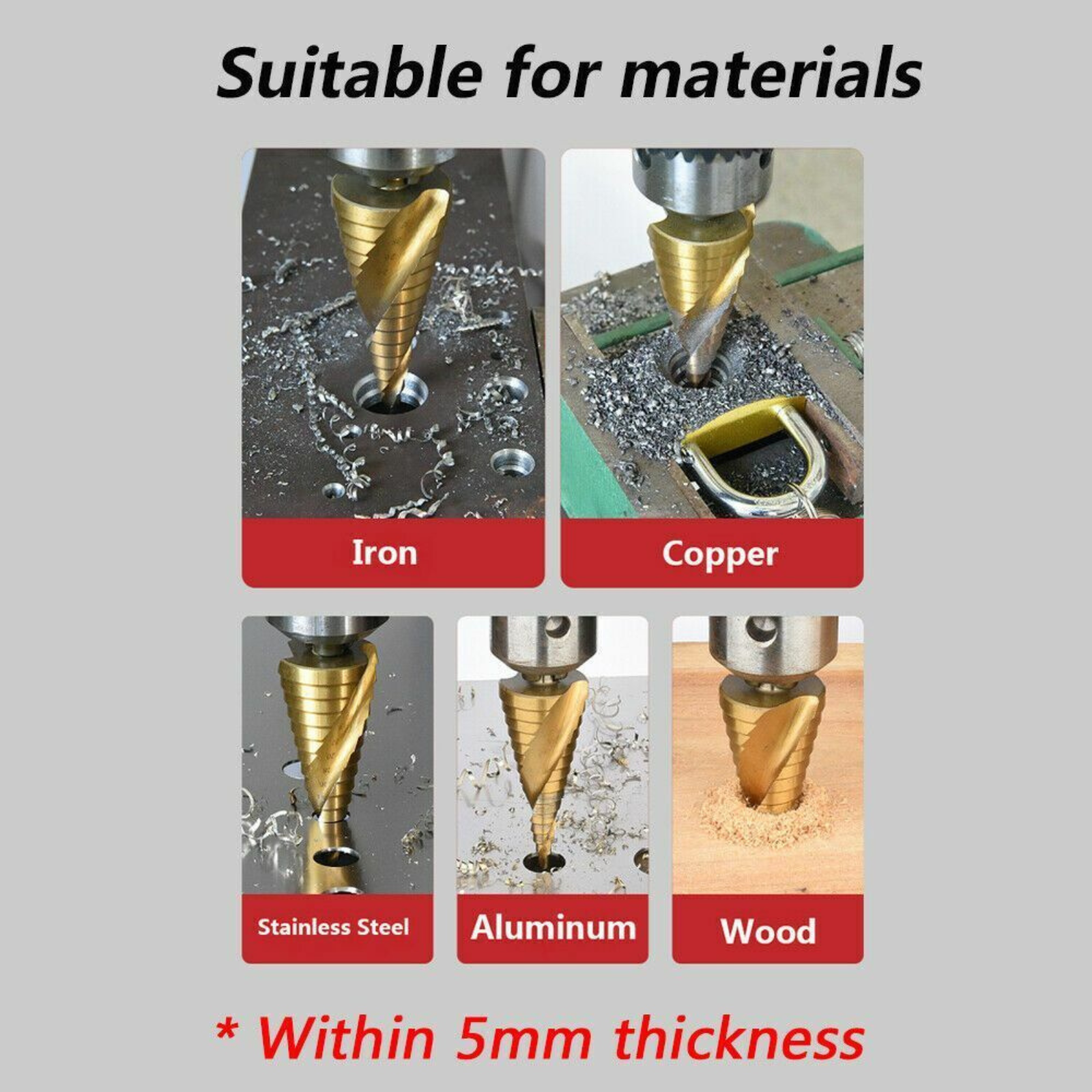 Step Cone Drill 3X Large HSS Steel Titanium Bit Set Hole Cutter 3/12mm 4-12/20m