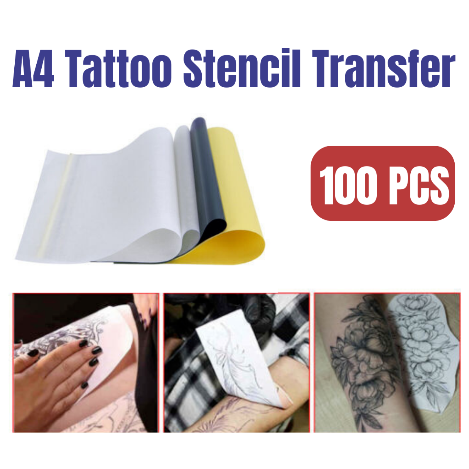 100X Tattoo Stencil Transfer Paper Spirit Thermal Carbon Copier Tracing Supplies
