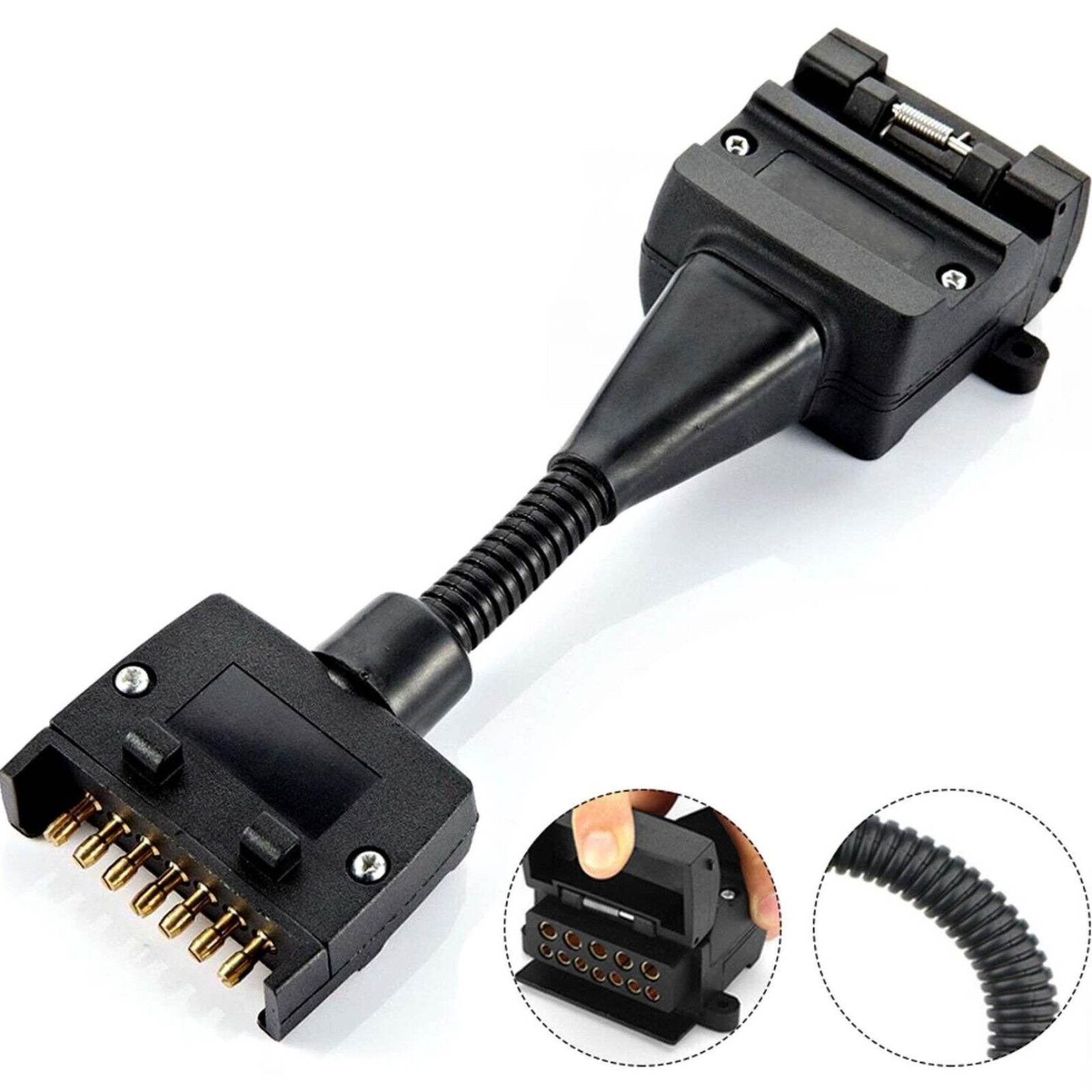 Flat Plug Adaptor Trailer 12 Pin Female Socket To 7 Pin Caravan Wiring Connector