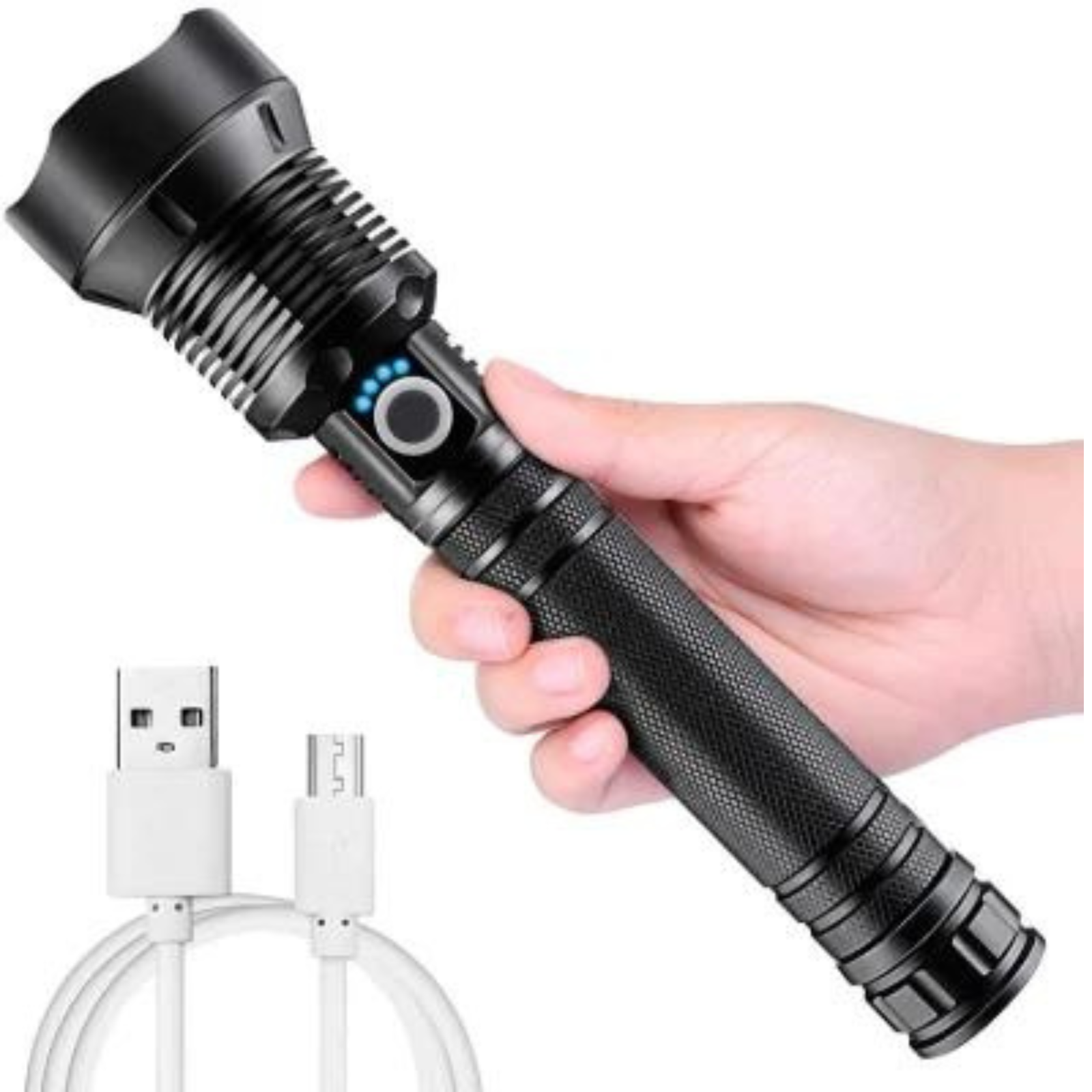 USB Rechargeable Flashlight XHP90 High Power 2500000LM Super Bright Torch