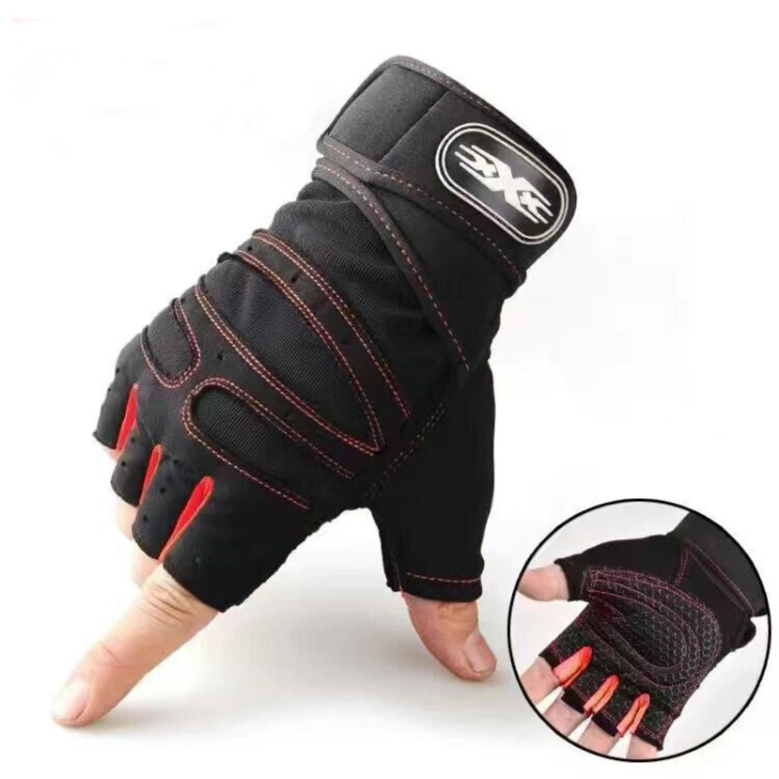 Training Wrist Strap Red Black L Best Weight Lifting Gloves Gym Bodybuilding