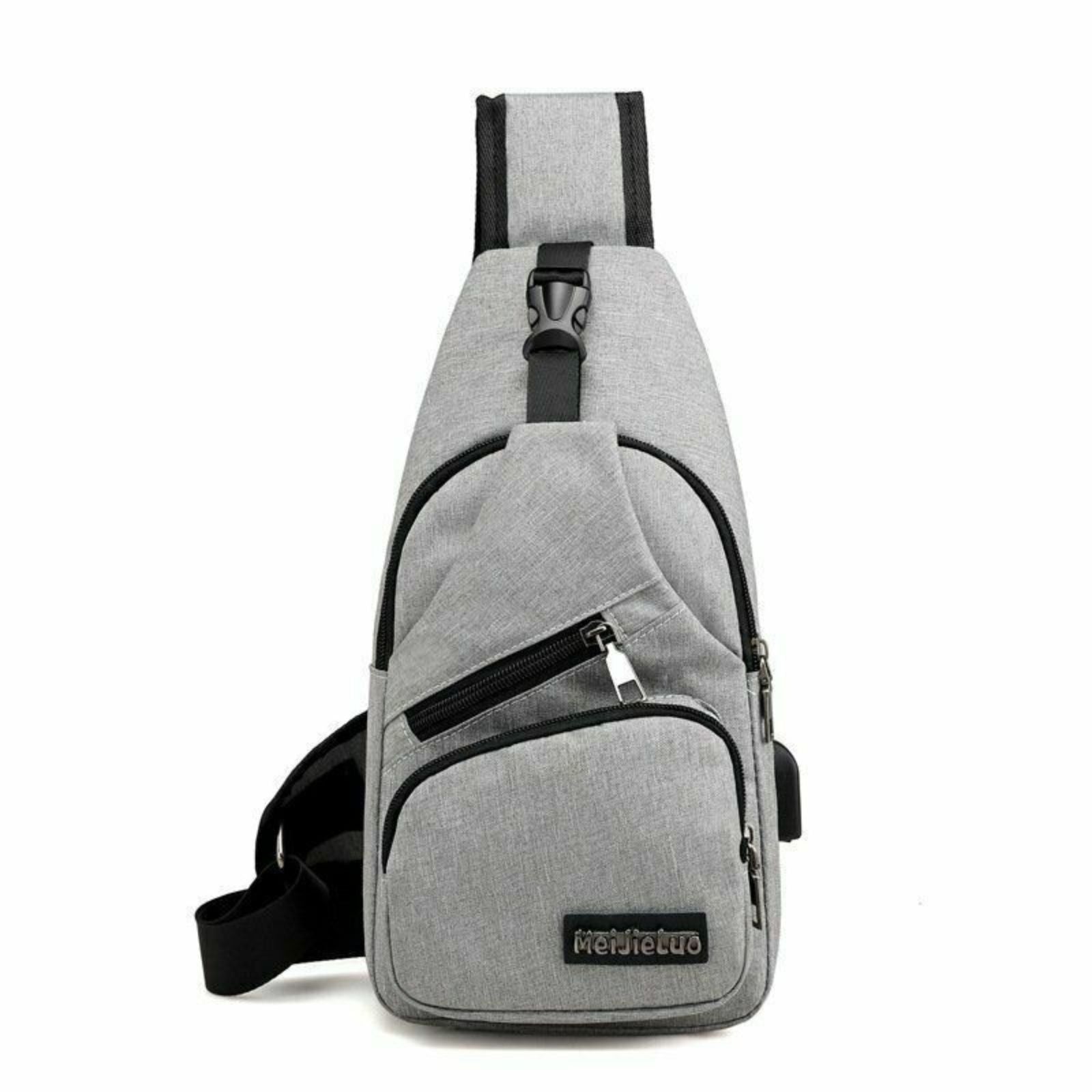 Cross Body Satchel Travel Bag Grey Mens Chest Bag Man Shoulder Sling Backpack