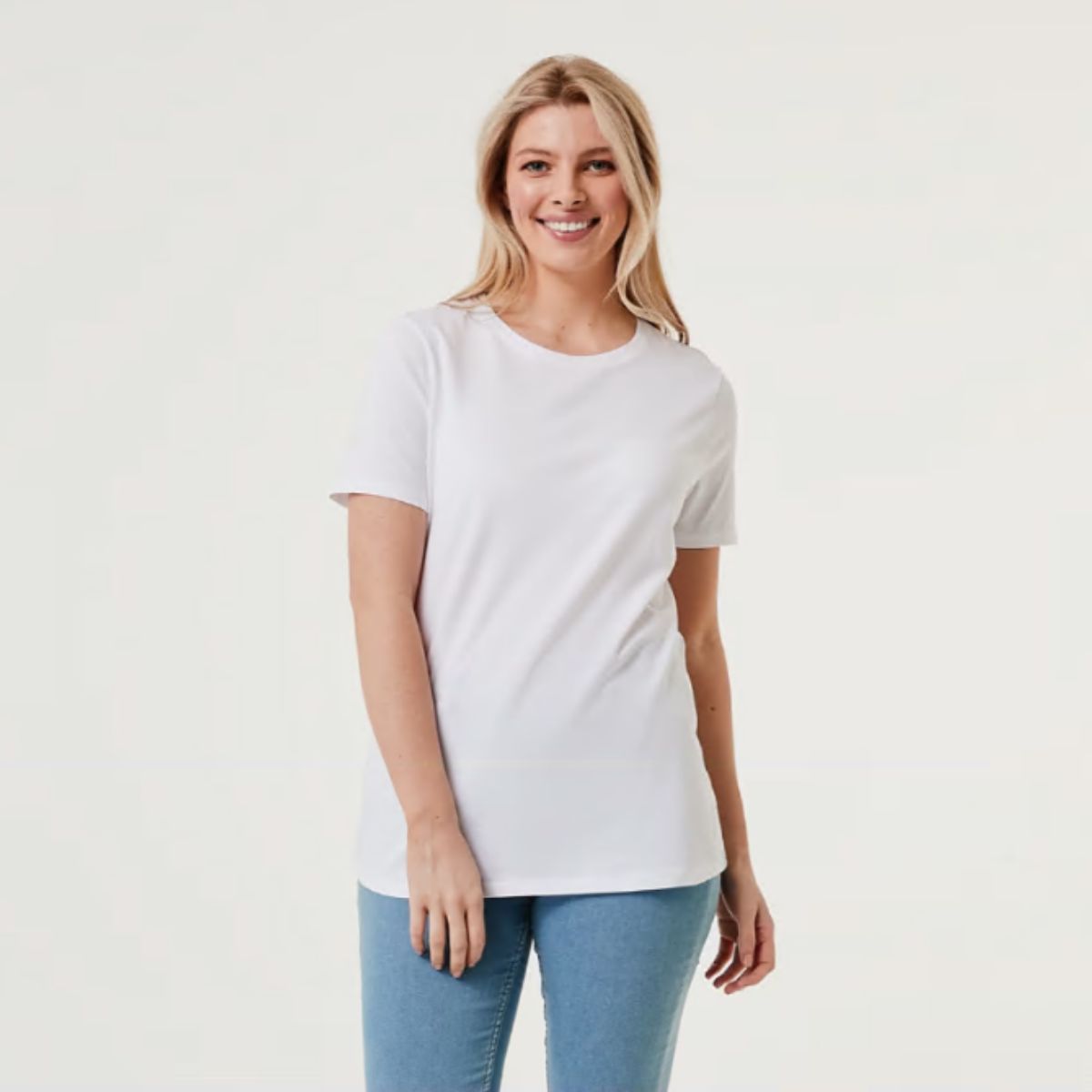Plain Blank Cotton Short Sleeve T-shirt for Women Girls White Basic Tee Size 16