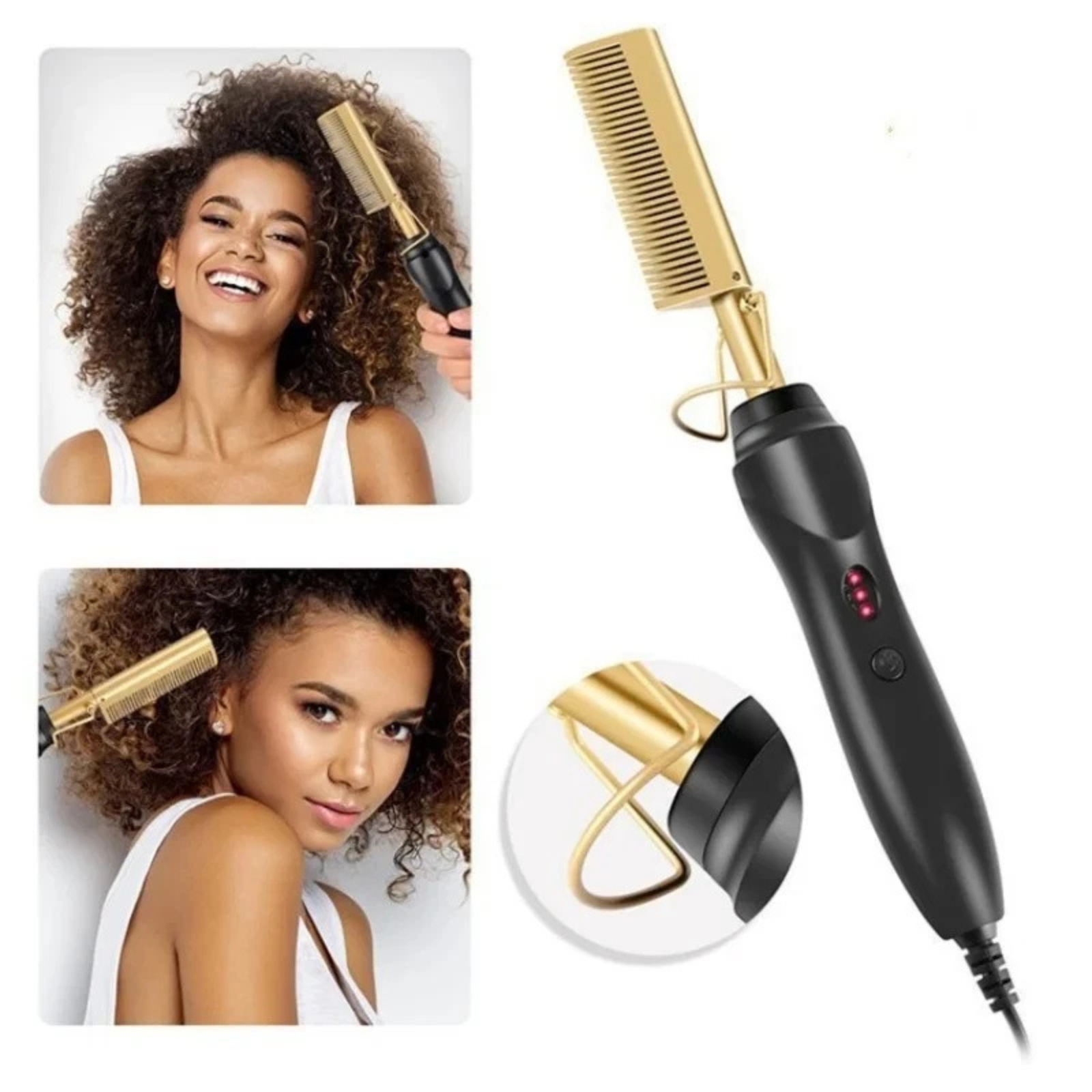 Hot Styling Comb Hair Beard Straightener Curler Heating Brush Grooming Tool