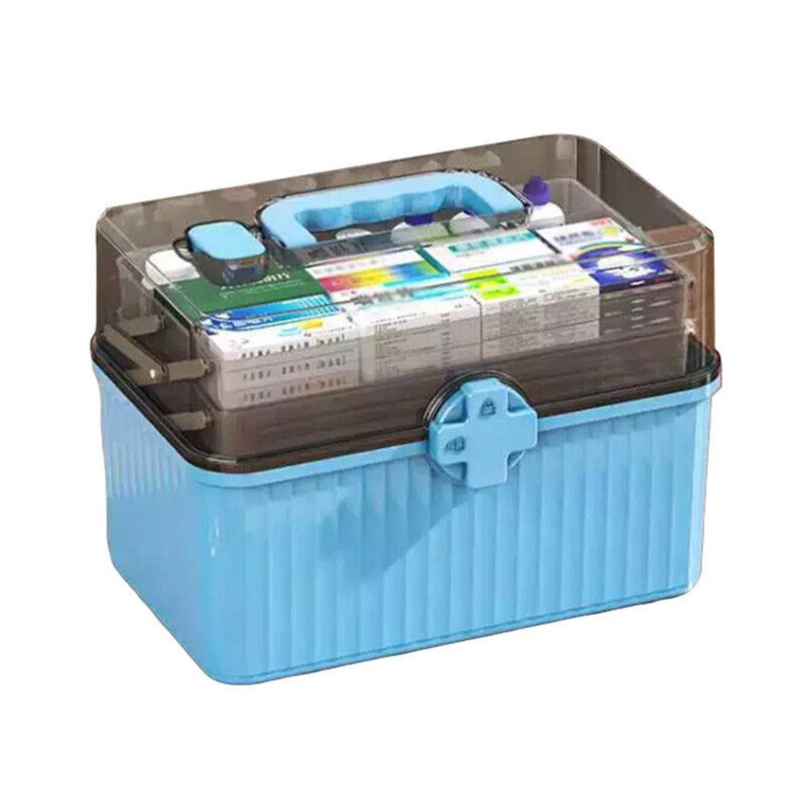 Large Capacity Blue Multi Layer Medicine Cabinet Storage for Home Use