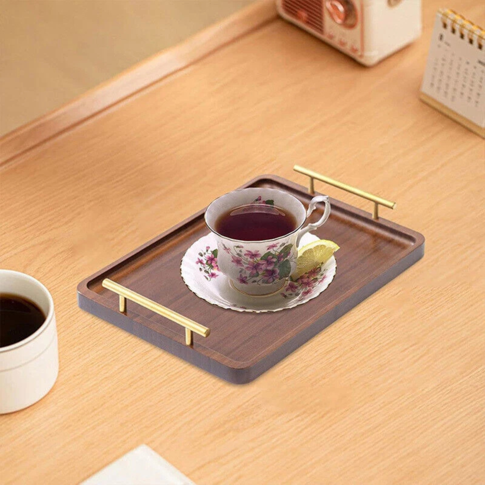 Rectangular Wooden Tea Tray Simple Household Elegant Natural Bamboo Style