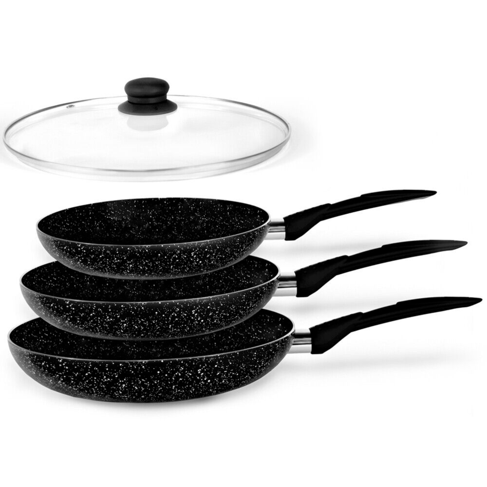 Non-stick Coated Cookware Frypan Set Stone Magic Ceramic Marble Stone Black