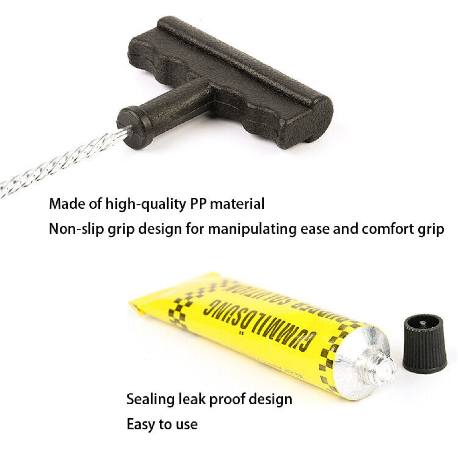 Emergency Tubeless Tire Repair Kit Set For Motorcycle Bike Car Puncture Tools