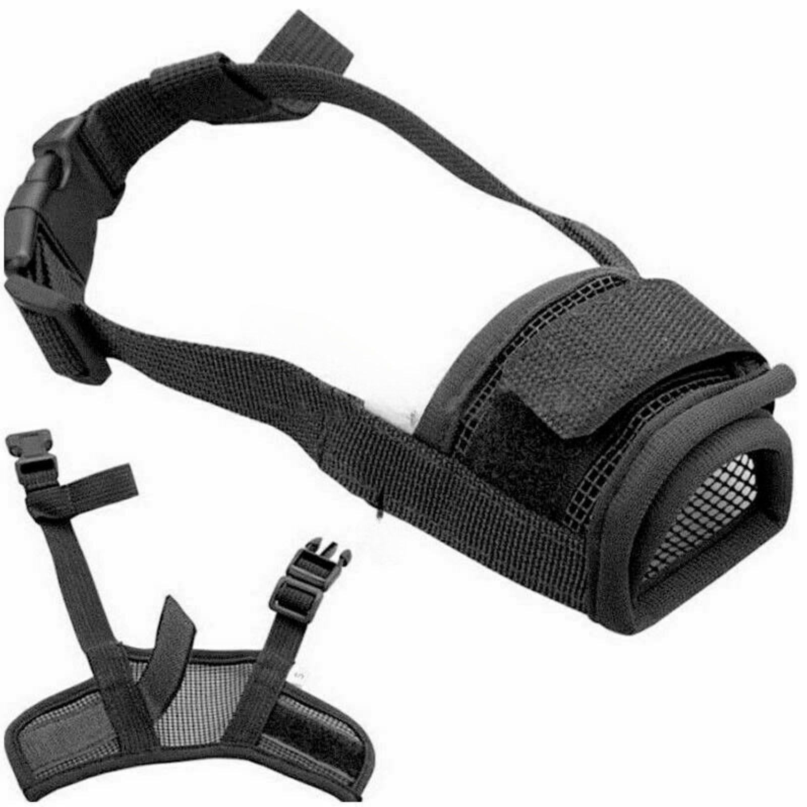 Black Adjustable Pet Dog Mask Stop Bark Bite Mesh Muzzle Grooming Chewing Medium