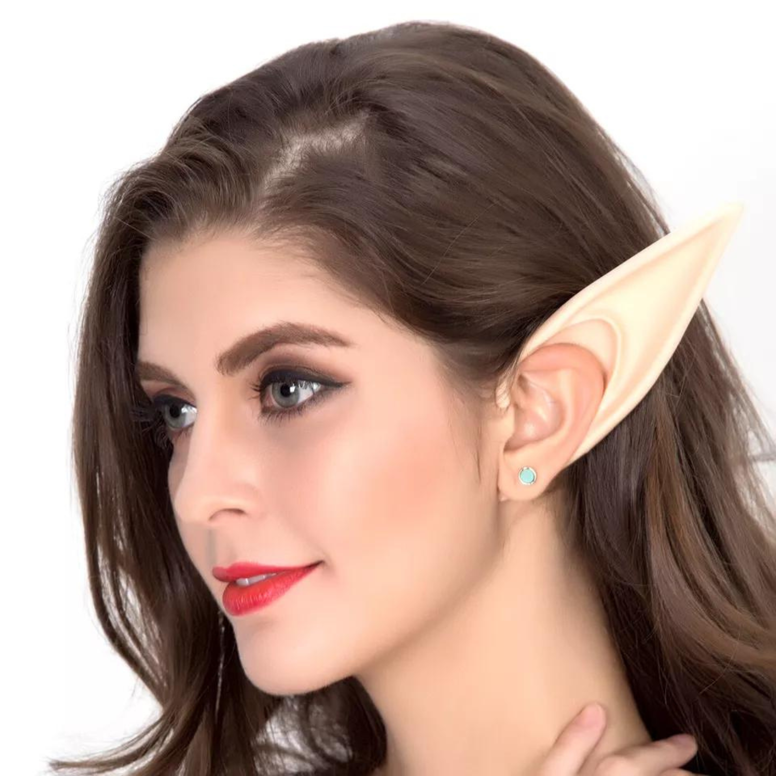 1 Pair L Pink 12x5cm Halloween Costume Cosplay Rubber Elf Ears Fairy Elven