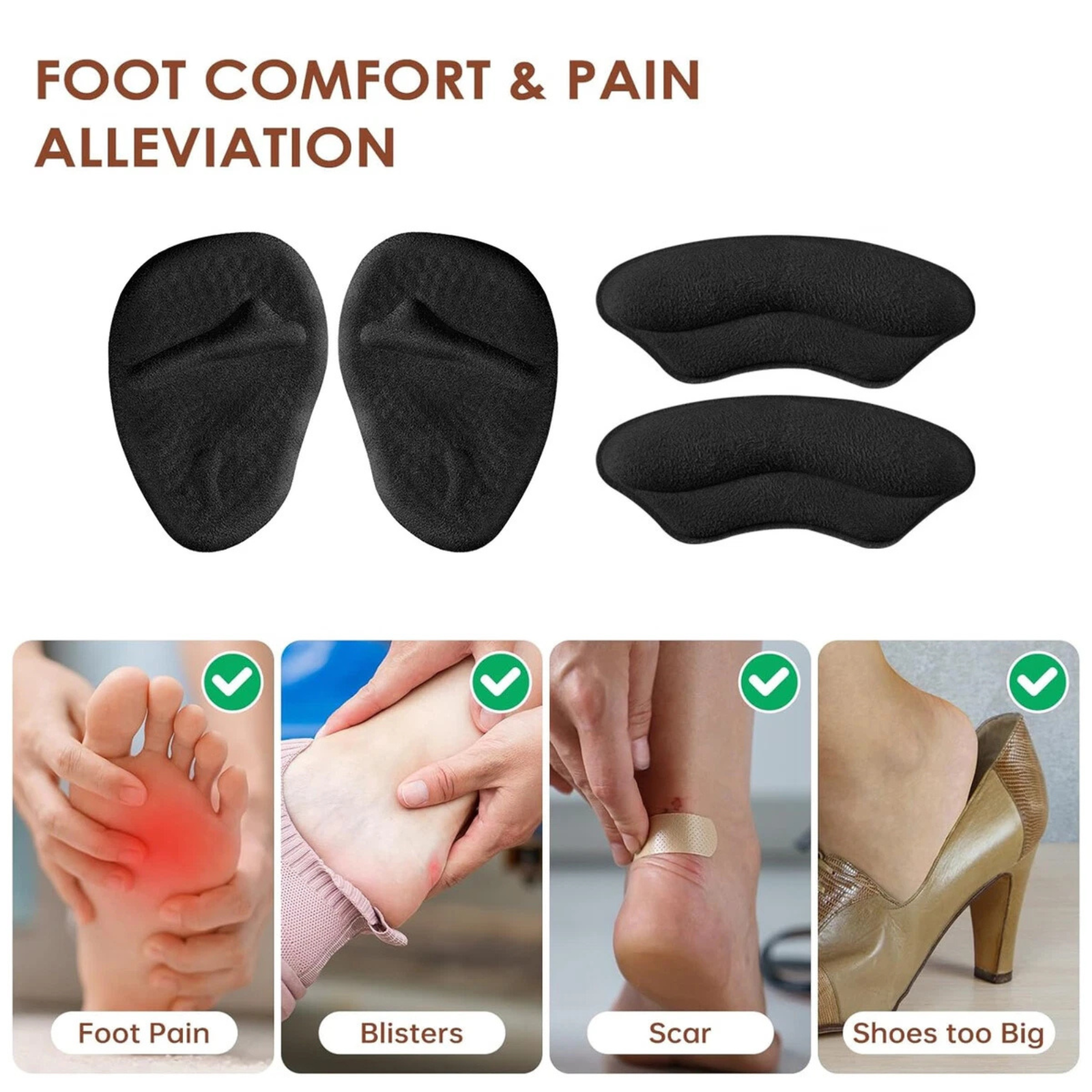 Foot Support Insoles Pads Forefoot Half Size Inserts 8Pairs High Heel Cushion
