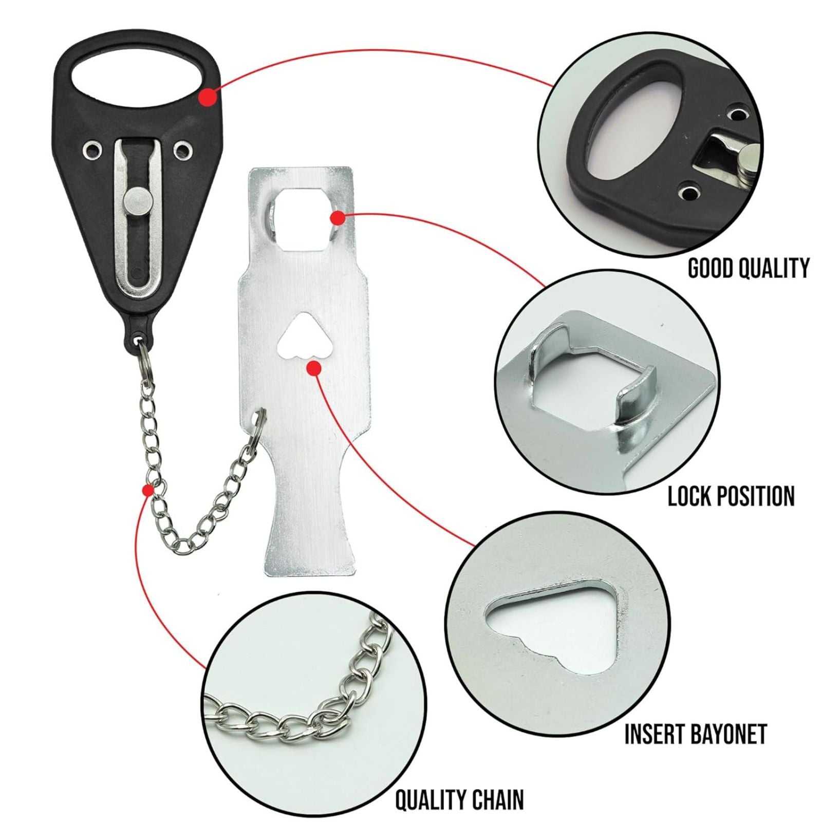 Safe Lock For Home Security Portable Black Door Lock Travel Safety Addalock