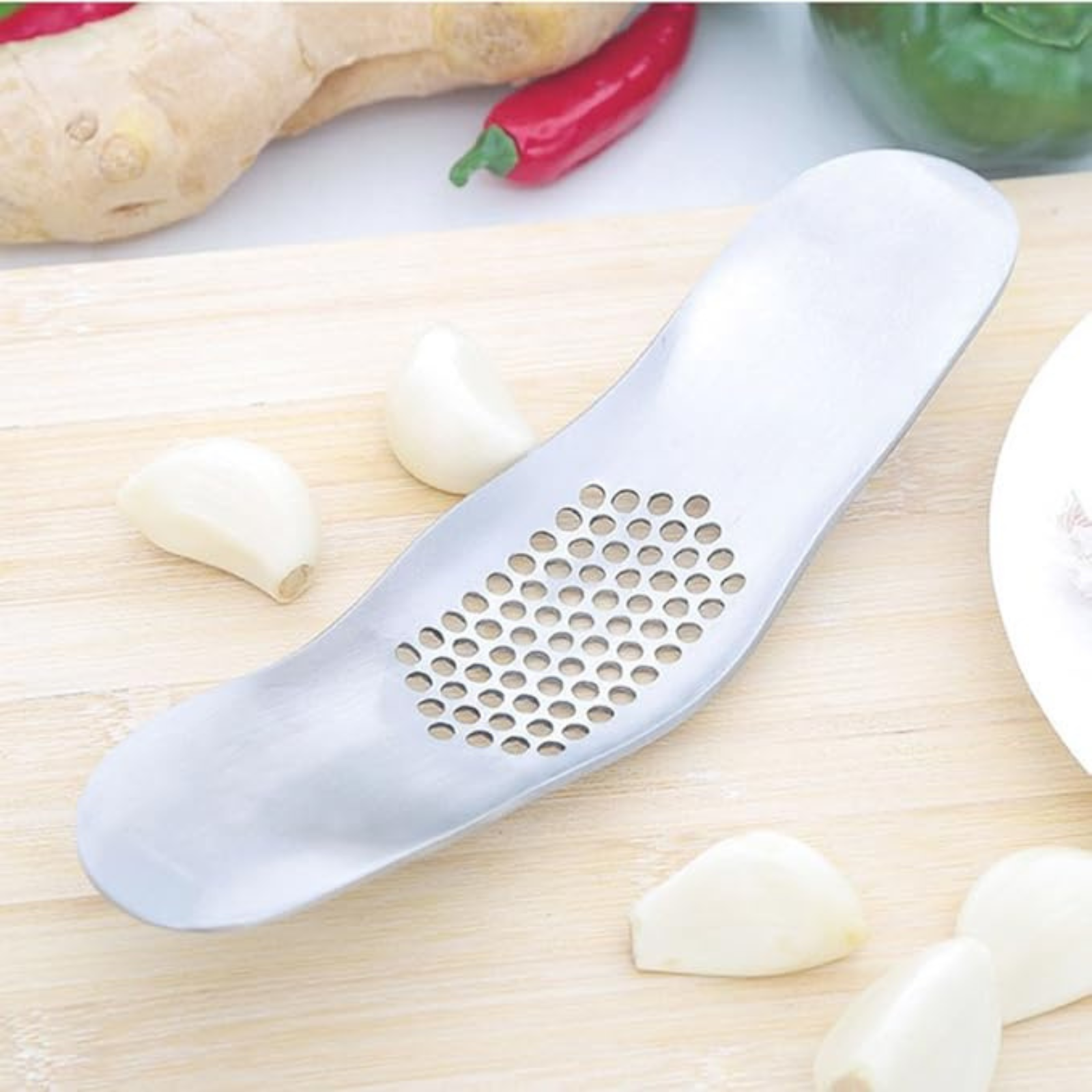 Rocking Mincer Squeezer Kitchen Stainless Steel Garlic Press Crusher