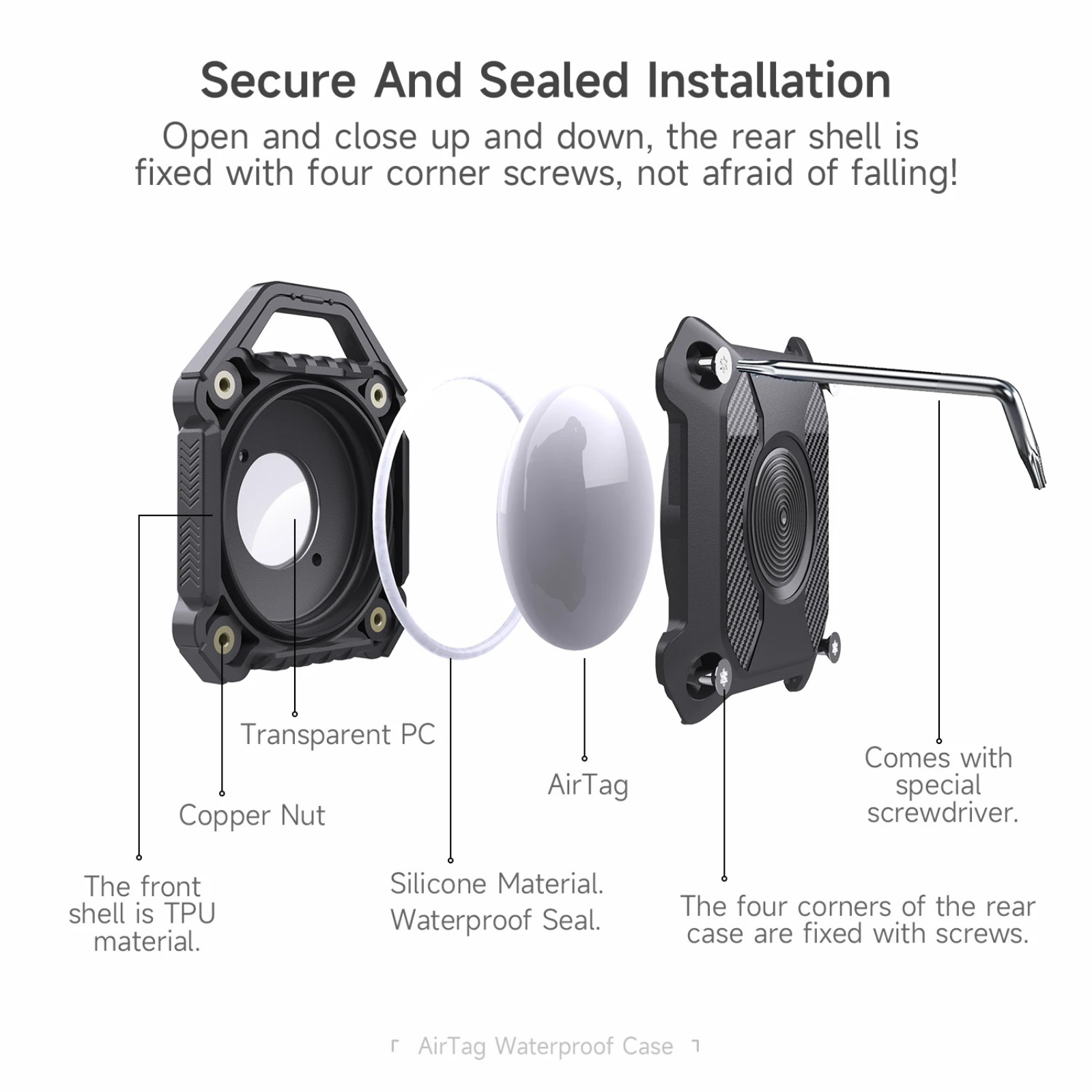 Apple AirTag Keychain Design Waterproof Protective Case and Loop Holder