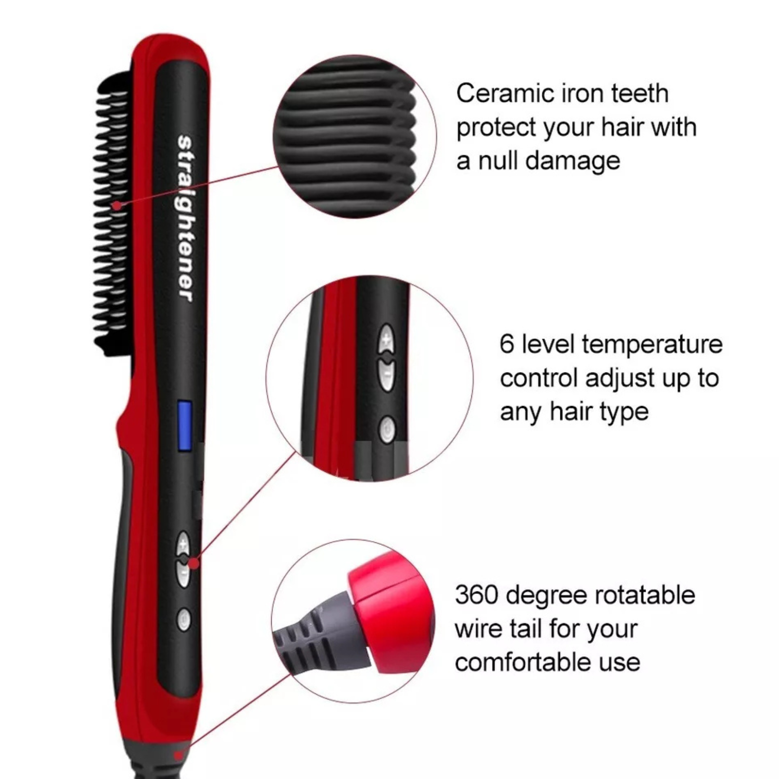 Beard Straightener LCD Electric Quick Heated Brush Hair Comb Curling Curler Show