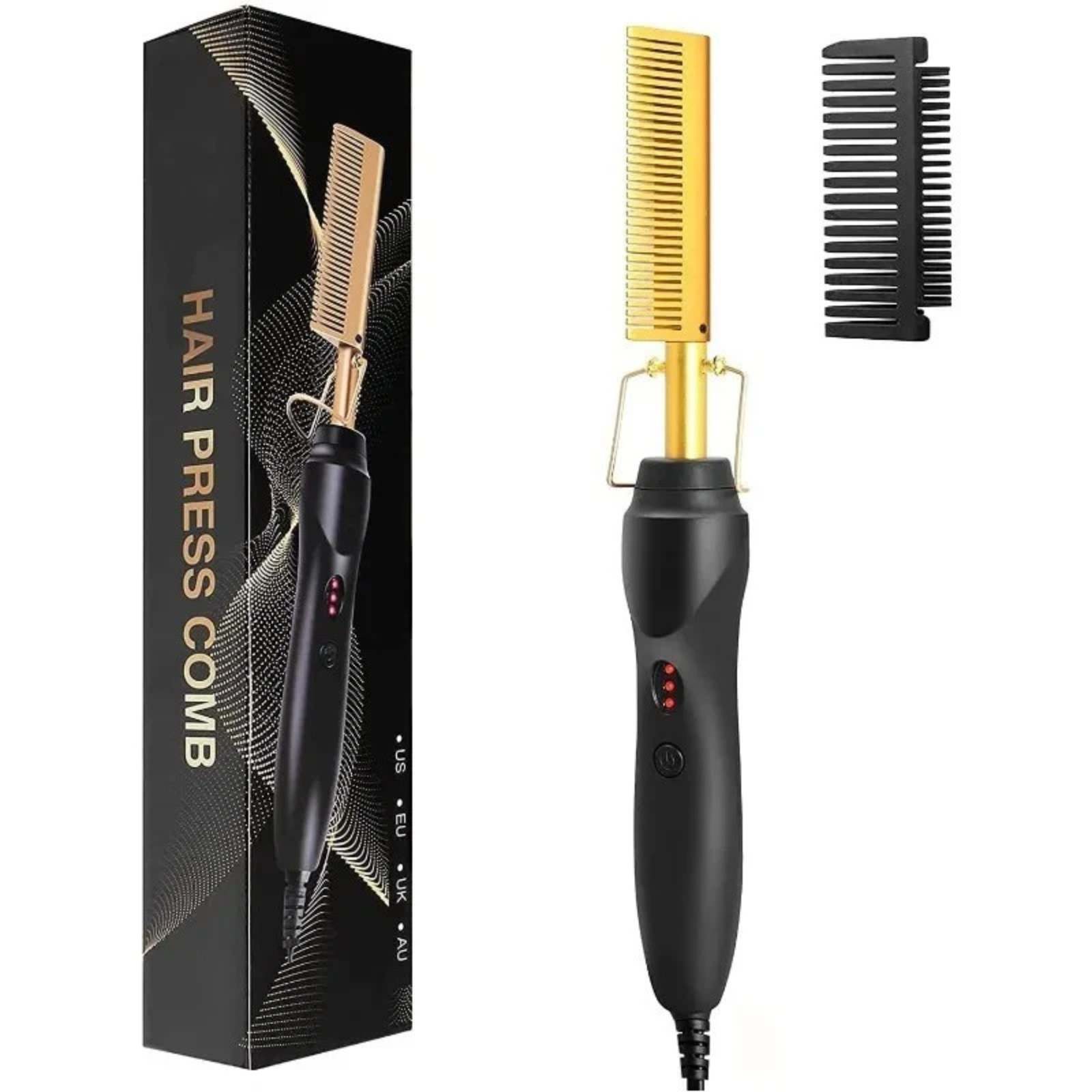Hot Styling Comb Hair Beard Straightener Curler Heating Brush Grooming Tool
