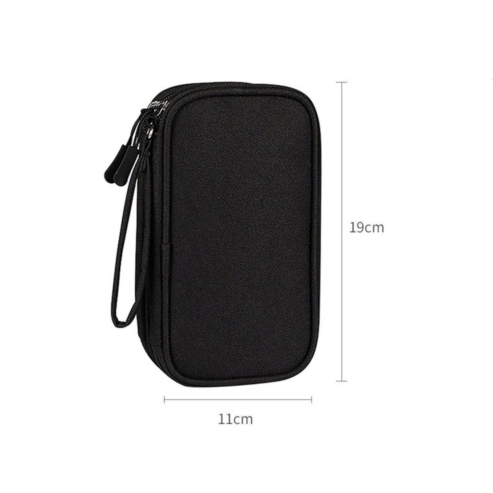 Travel Pouch Storage Electronic Accessories Charger Cable Bag Organizer Black