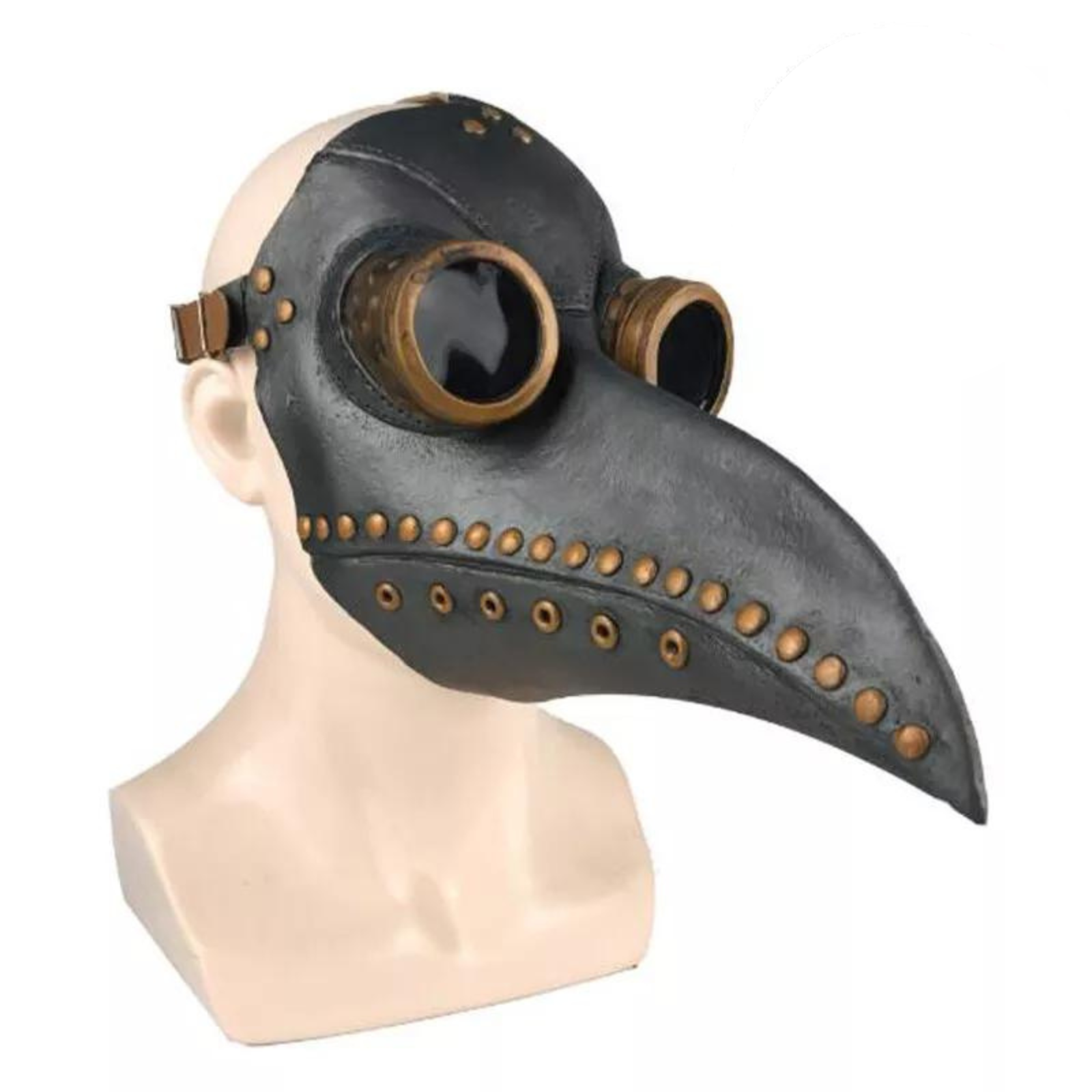 Black&Copper Halloween Cosplay Long Nose Beak Latex Men Plague Doctor Mask Bird