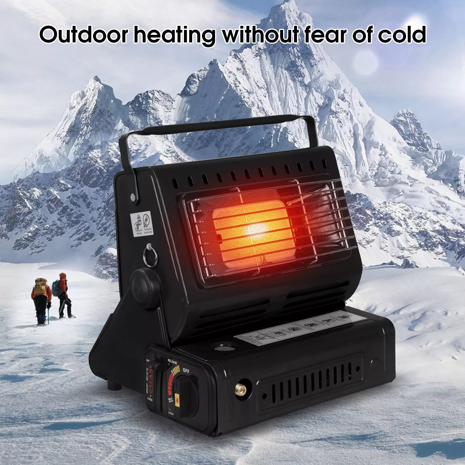 Portable Butane Gas Heater Black Ideal for Outdoor Camping and Heating