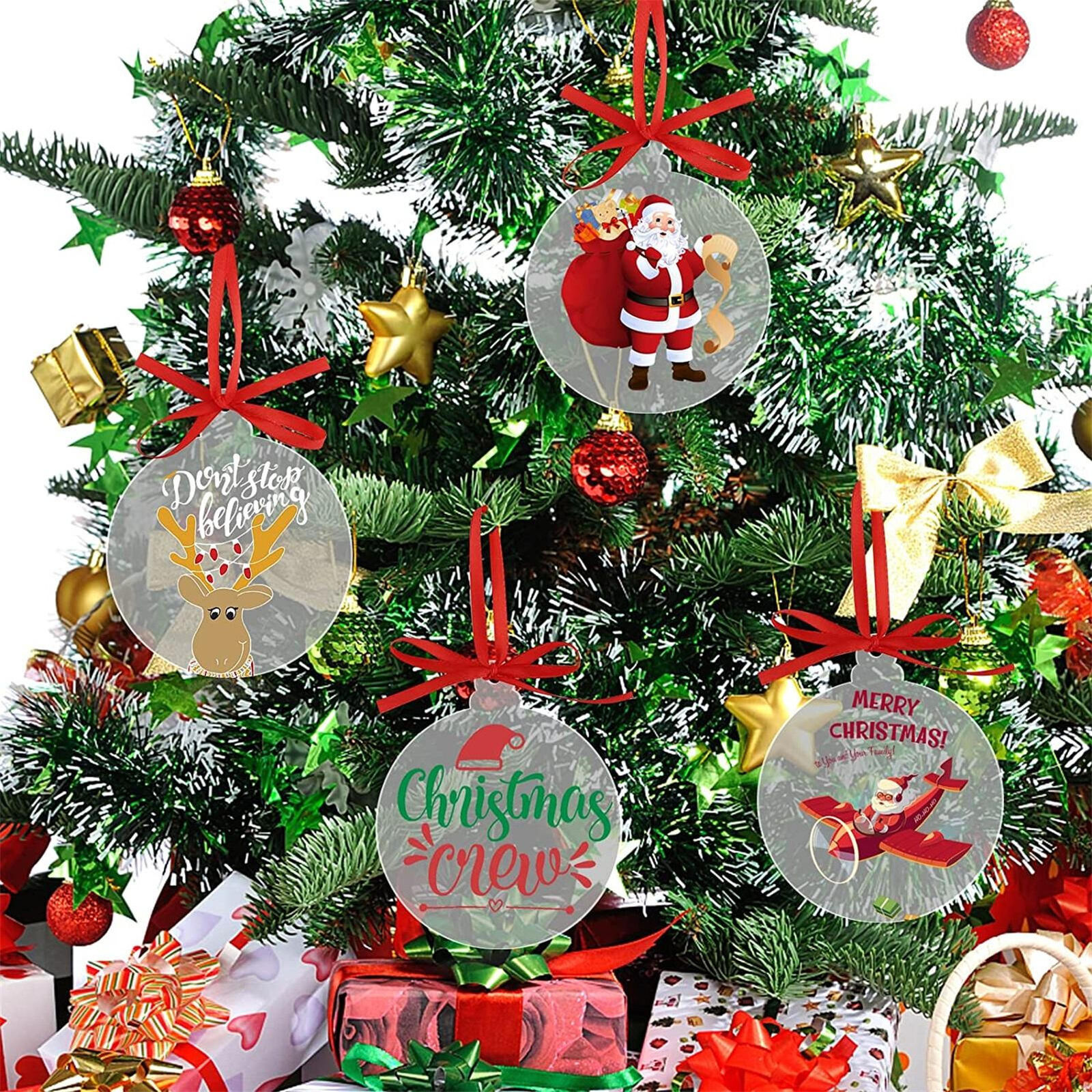 Blank Acrylic Christmas Bauble DIY Decoration 20x Clear 75mm Flat Decor