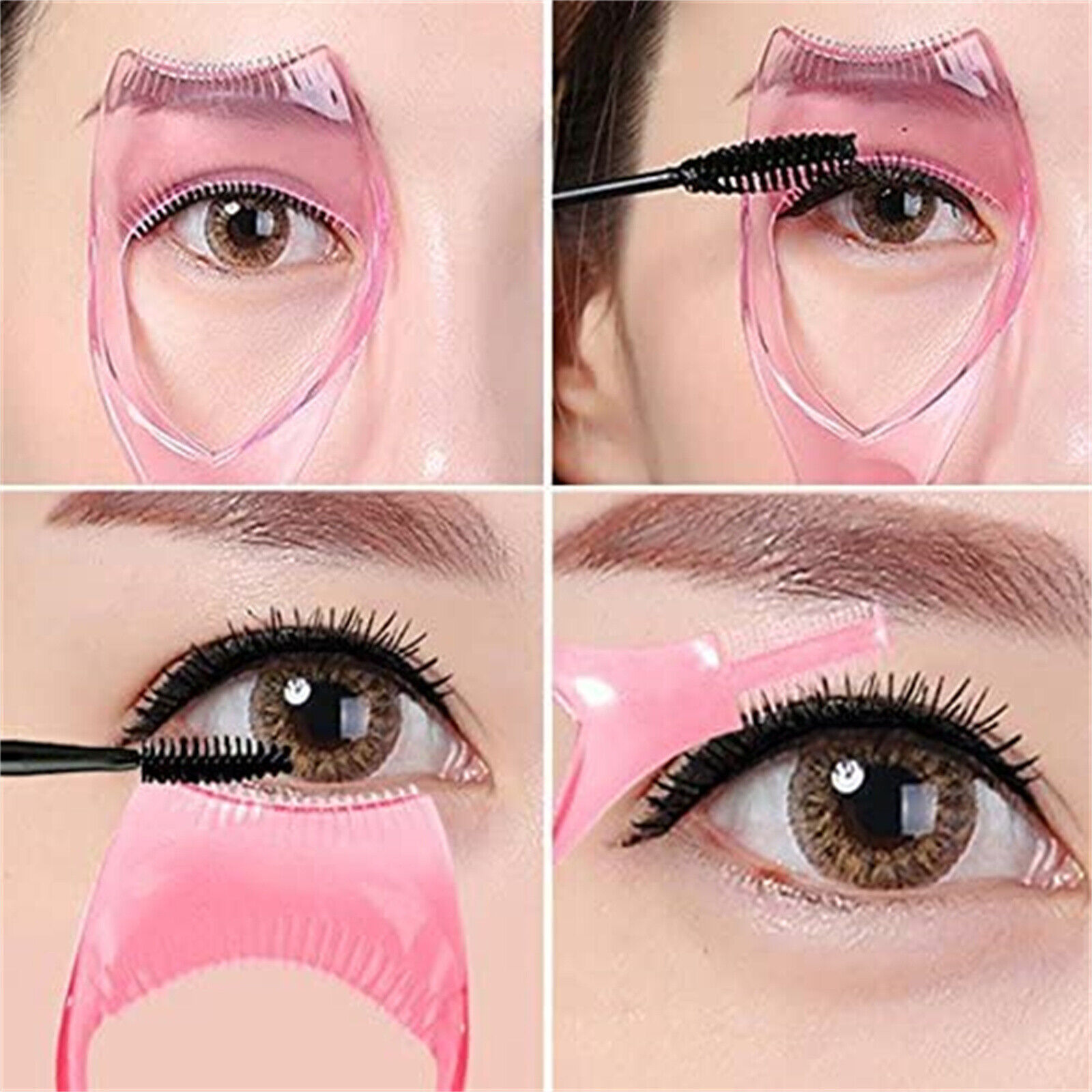 Pink Curler Lash Comb 3 In 1 Eyelash Mascara Makeup Protect Tool Applicator